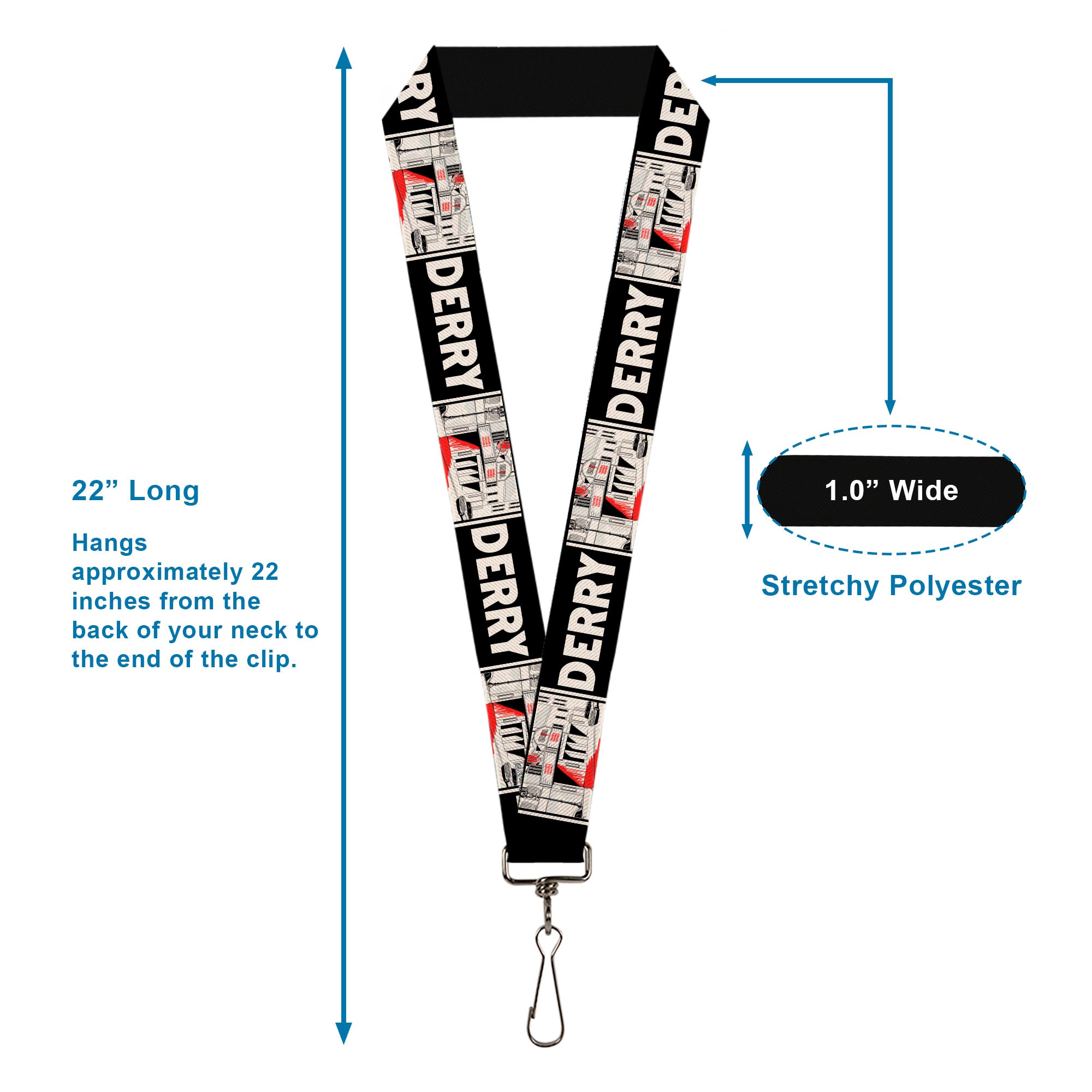 Lanyard - 1.0" - IT Welcome to Derry Vintage Movie Theatre Scene Black/White Lanyards IT