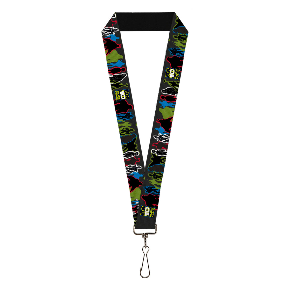 Lanyard - 1.0" - BEN 10 ALIEN FORCE Character Silhouette Group Pose Black/Multi Color Lanyards Ben 10