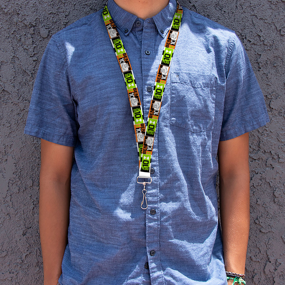 Lanyard - 1.0" - BEN 10 Rath and Title Logo Blocks Orange/Green/Black/White Lanyards Ben 10