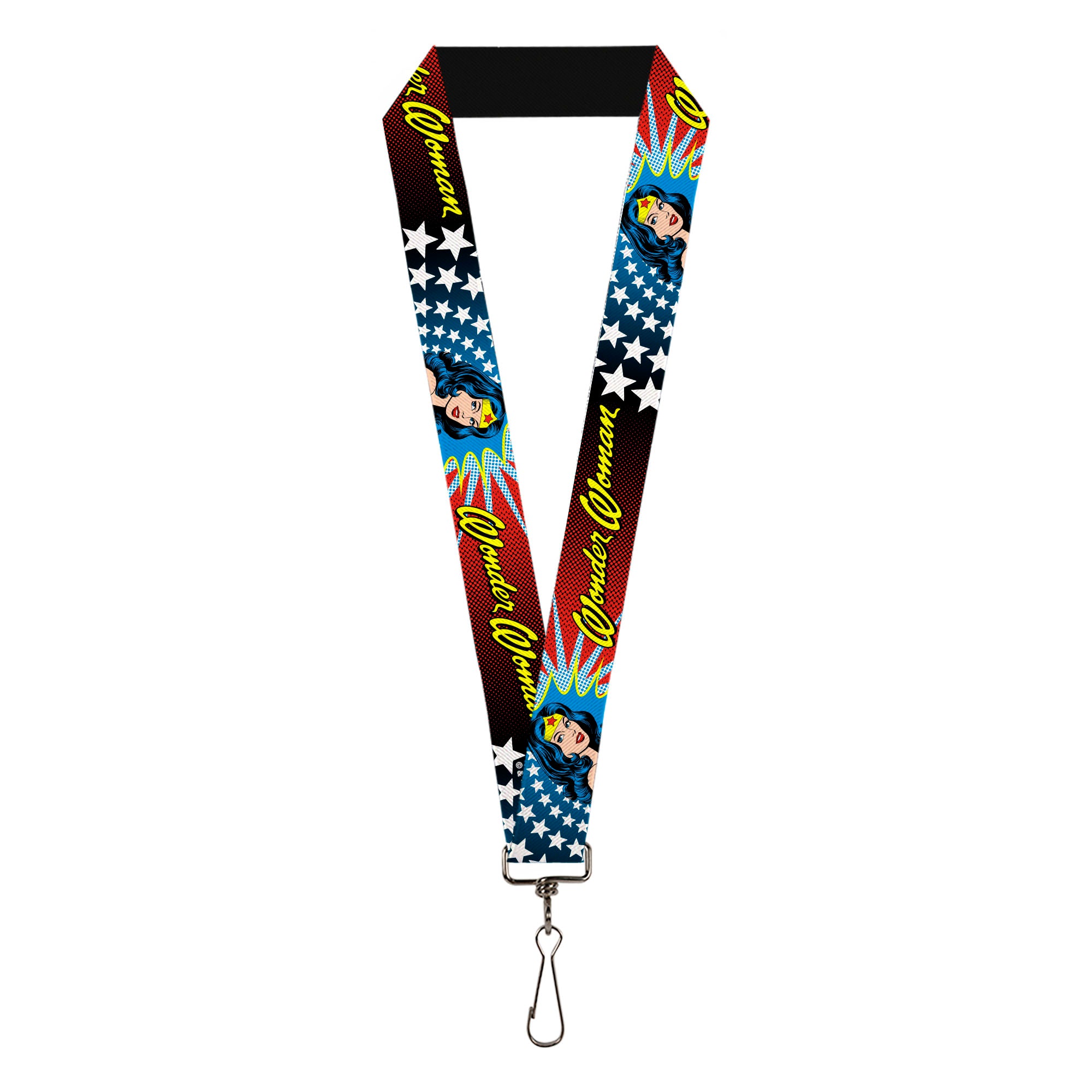Lanyard - 1.0" - Wonder Woman Face w Stars Lanyards DC Comics