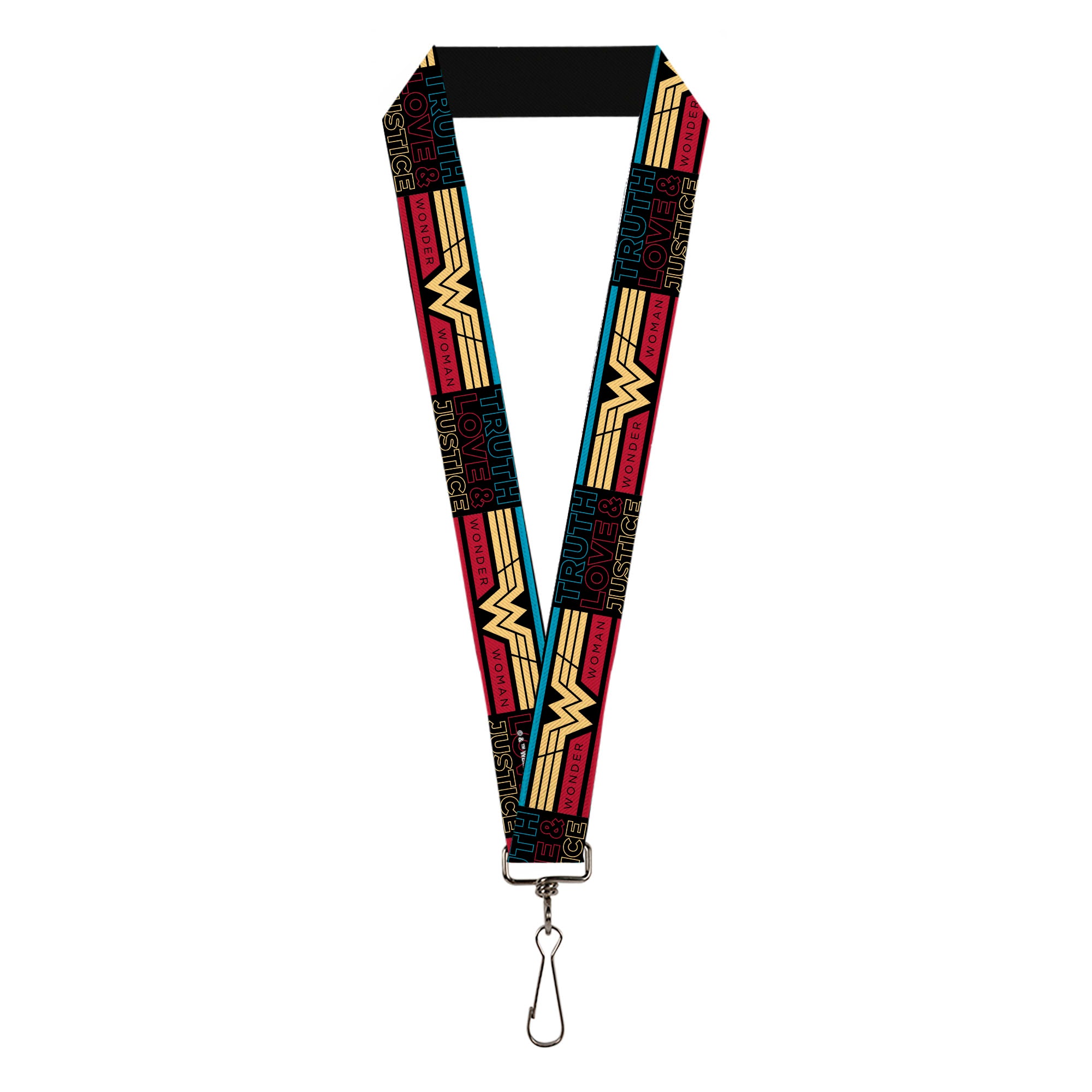 Lanyard - 1.0" - Wonder Woman 1984 TRUTH LOVE & JUSTICE Stripe Block Black/Multi Color Lanyards DC Comics