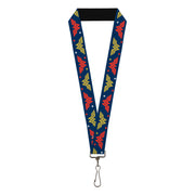 Lanyard - 1.0" - Wonder Woman WW Logo Flip and Stars Blue/Red/Gold Lanyards DC Comics