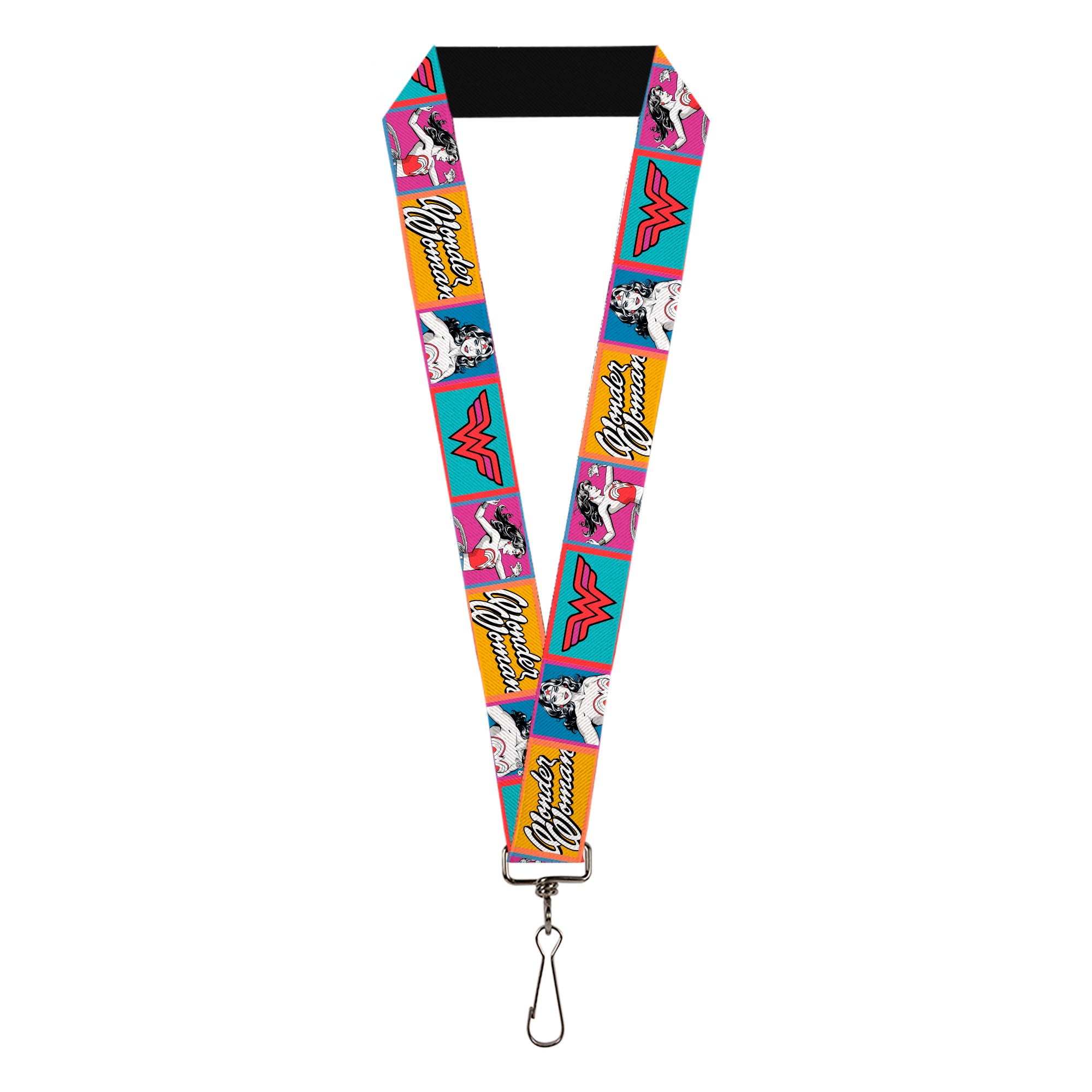 Lanyard - 1.0" - Wonder Woman Pose and Logo Pop Blocks Multi Color Lanyards DC Comics