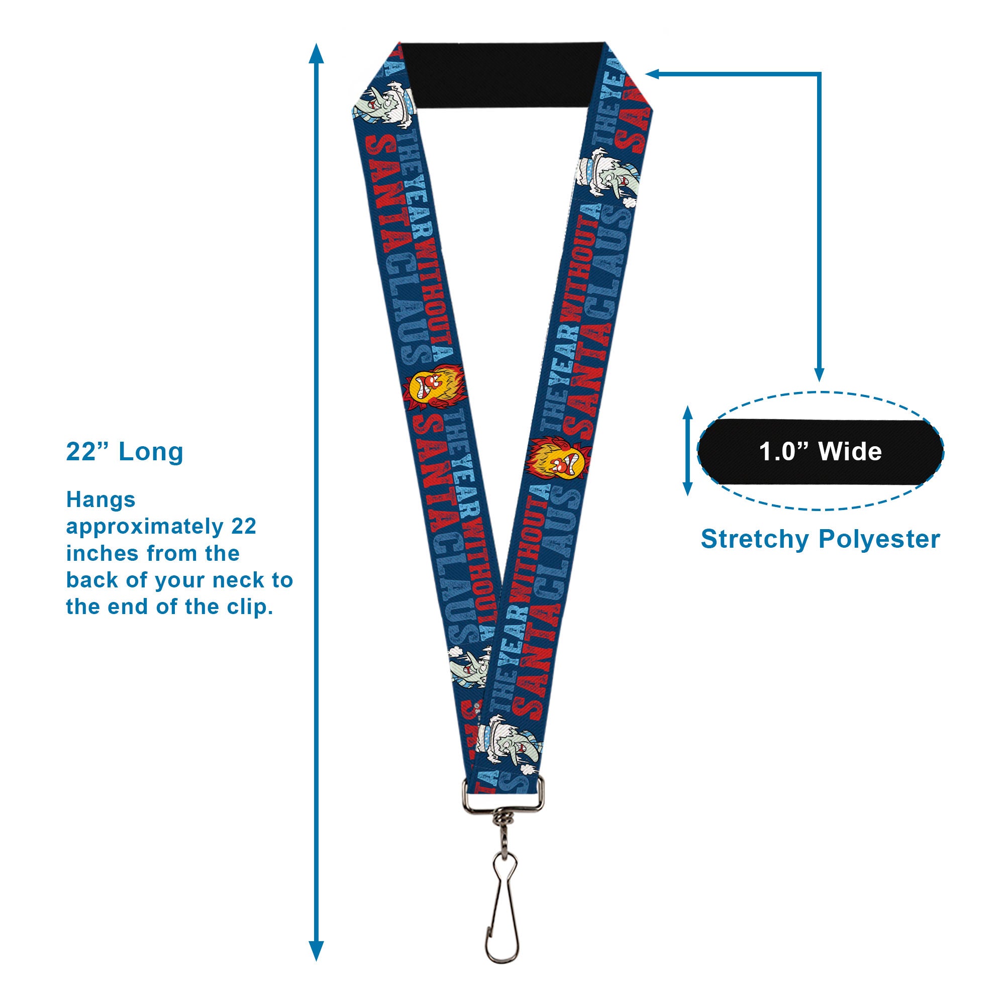 Lanyard - 1.0" - THE YEAR WITHOUT A SANTA CLAUS Heat and Snow Miser Faces Blues/Reds Lanyards The Year Without A Santa Claus