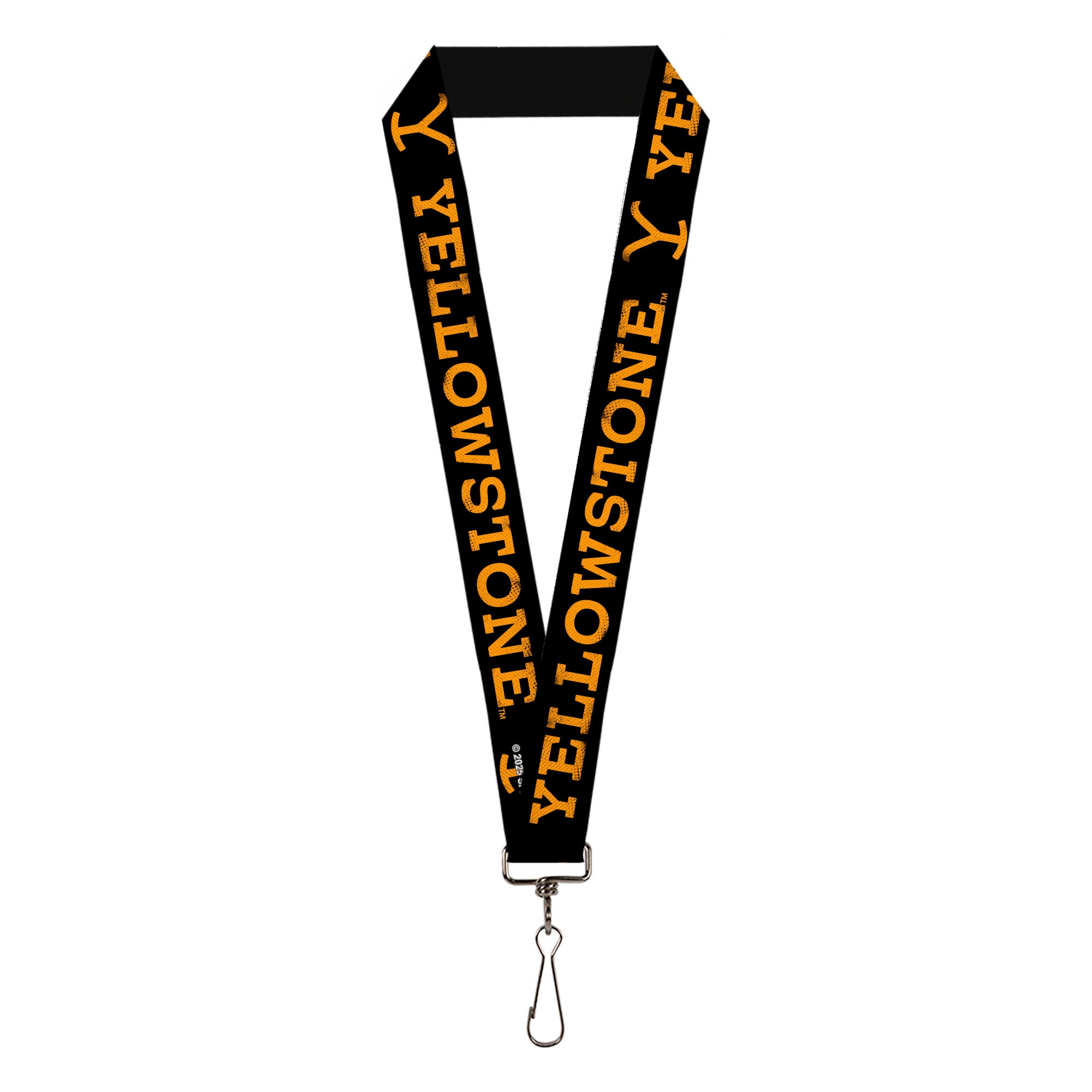 Lanyard - 1.0" - YELLOWSTONE Text and Y Logo Weathered Black/Orange Lanyards Yellowstone