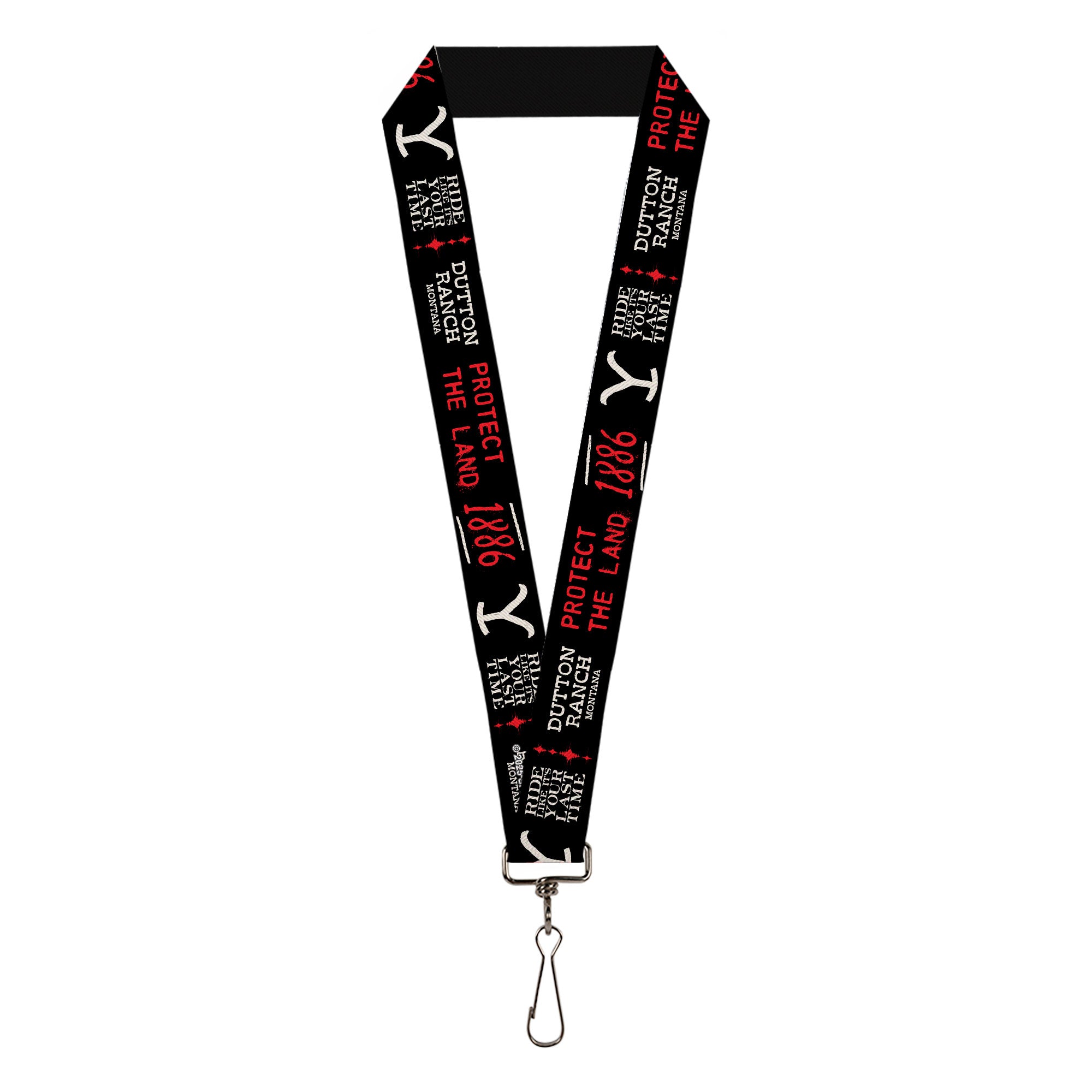 Lanyard - 1.0" - YELLOWSTONE Dutton Ranch 1886 Icons Black/White/Red Lanyards Yellowstone