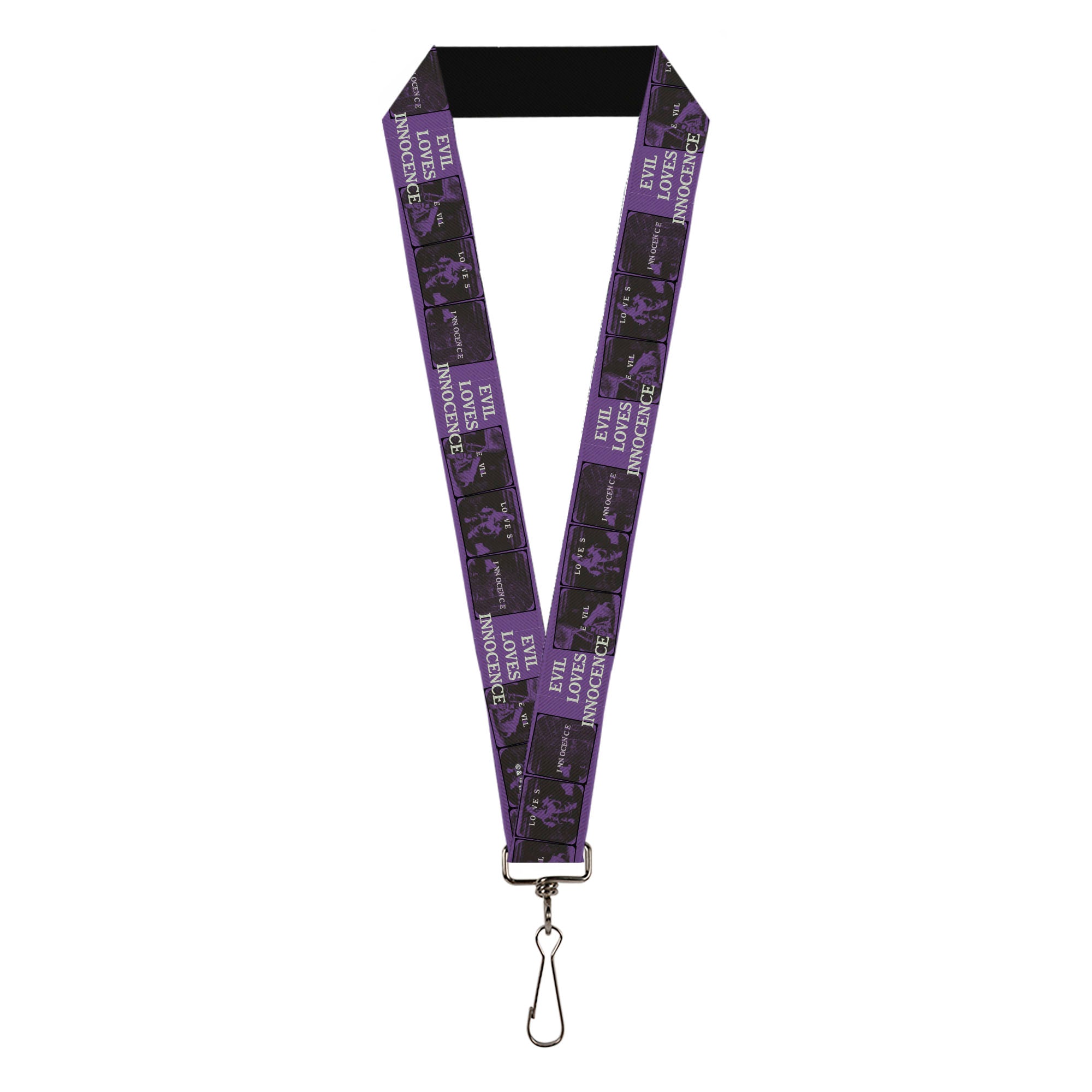Lanyard - 1.0" - The Conjuring EVIL LOVES INNOCENSE Pose Blocks Purple/Black Lanyards The Conjuring