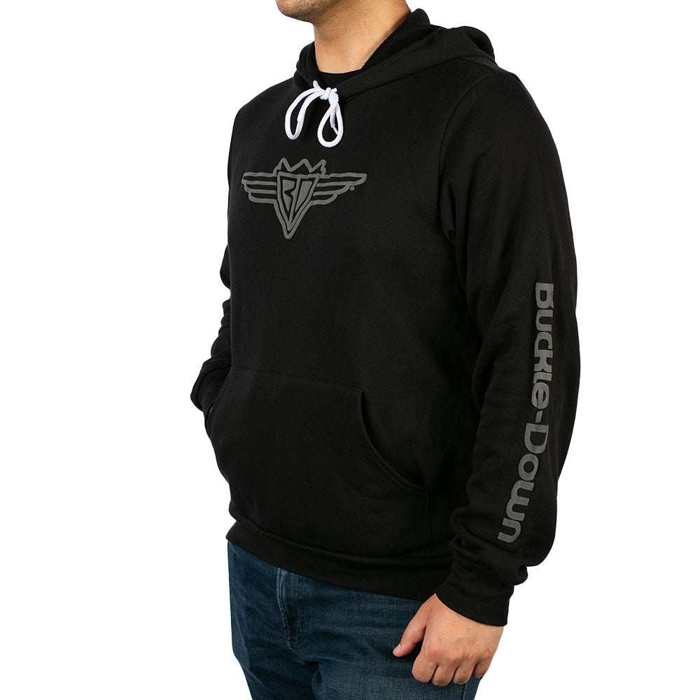 Men's Hoodie - Buckle-Down Wings and Text Black/Gray Apparel Buckle-Down