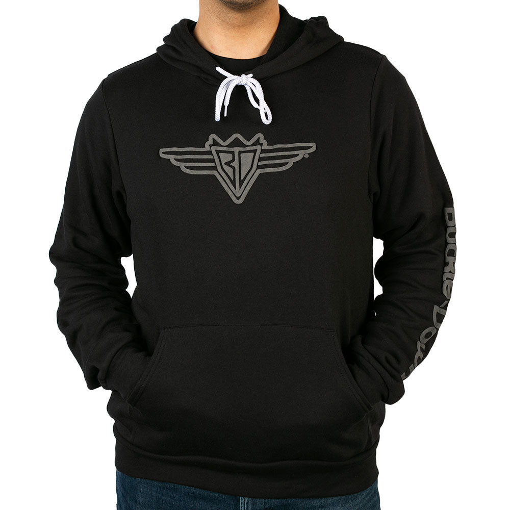 Men's Hoodie - Buckle-Down Wings and Text Black/Gray Apparel Buckle-Down