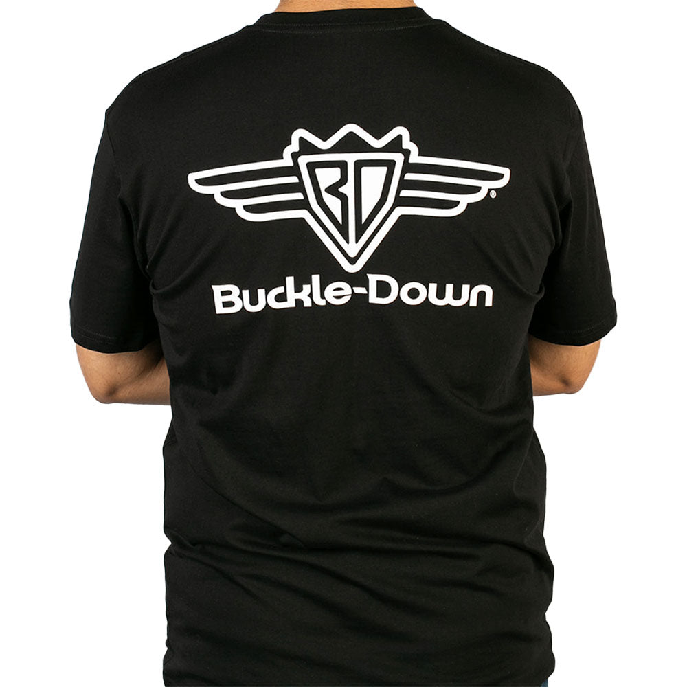 Men's T-Shirt - Buckle-Down Round Wings Logo and Buckle-Down Wings Logo Black/White Apparel Buckle-Down
