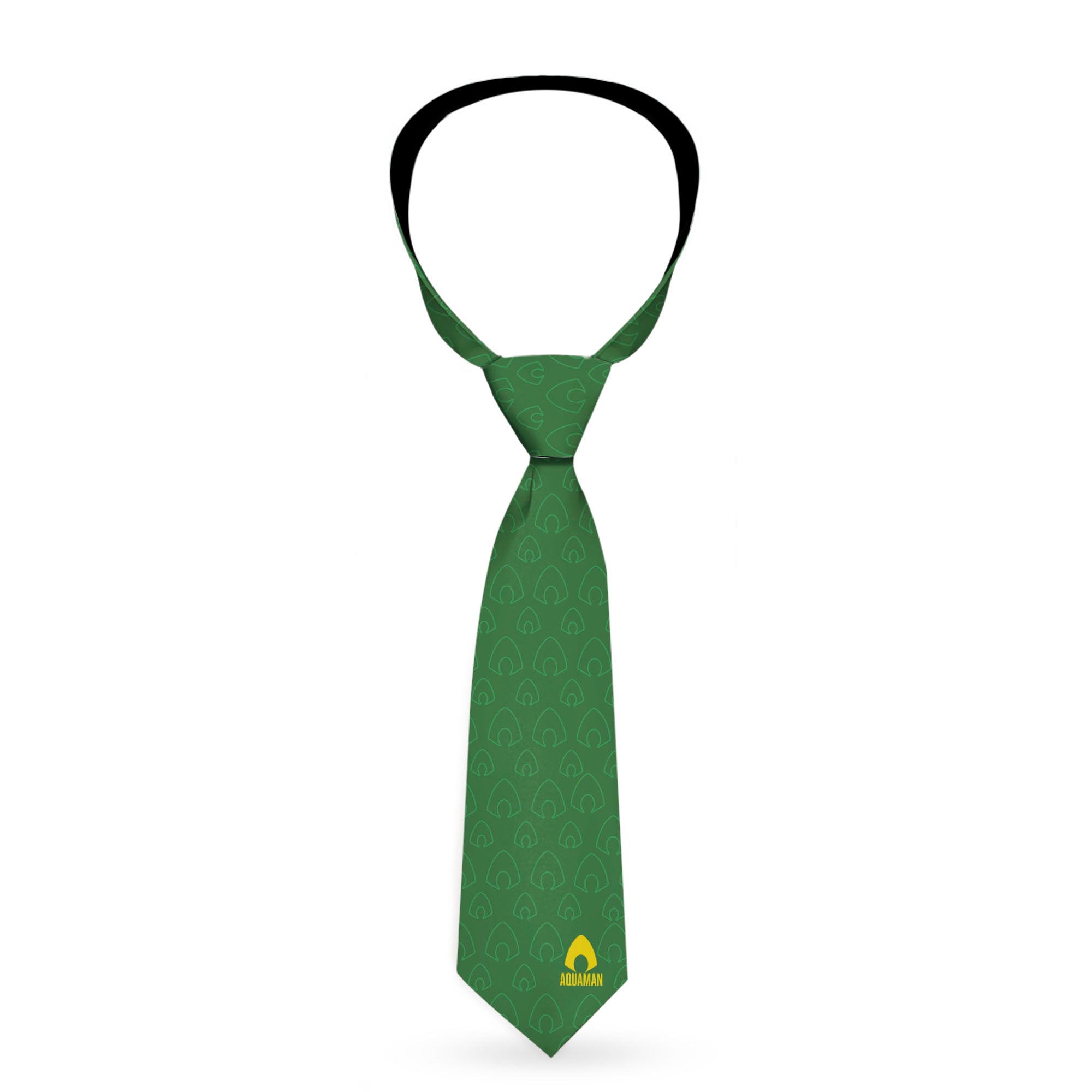 Necktie Standard - AQUAMAN Classic Icon Monogram Greens Gold Neckties DC Comics