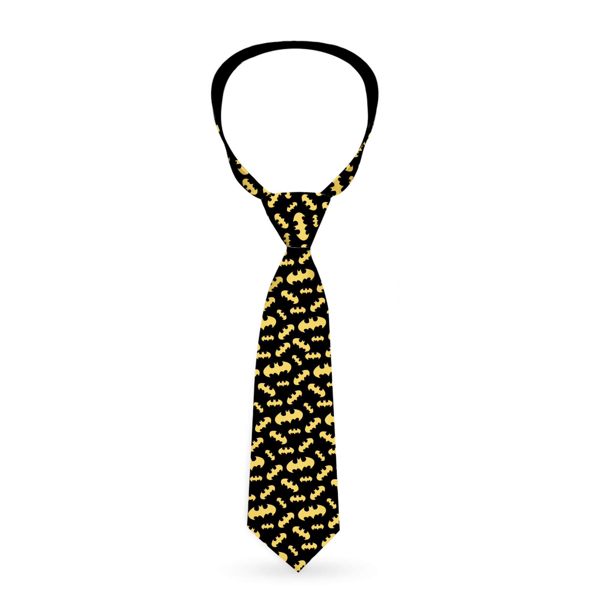 Necktie Standard - Bat Signal-1 Scattered Black Yellow Neckties DC Comics