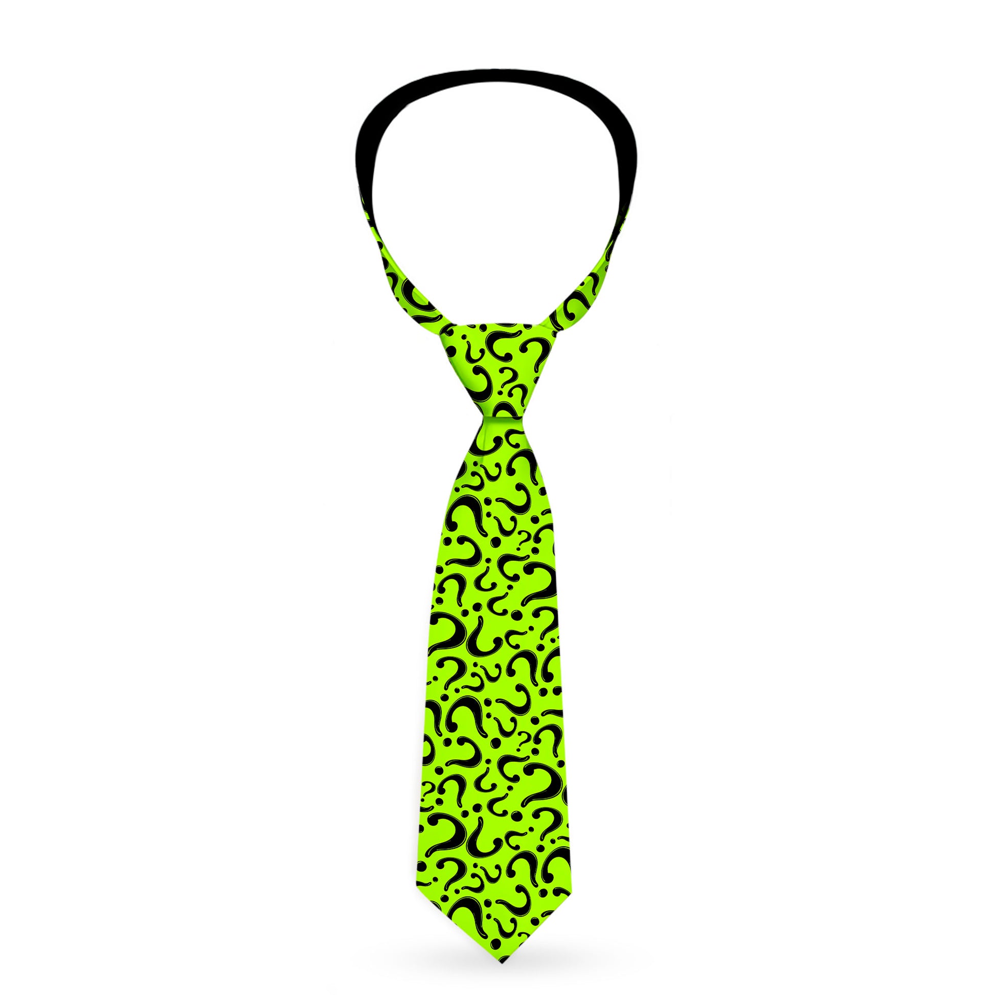 Necktie Standard - Riddler "?" Scattered Lime Green Black Neckties DC Comics