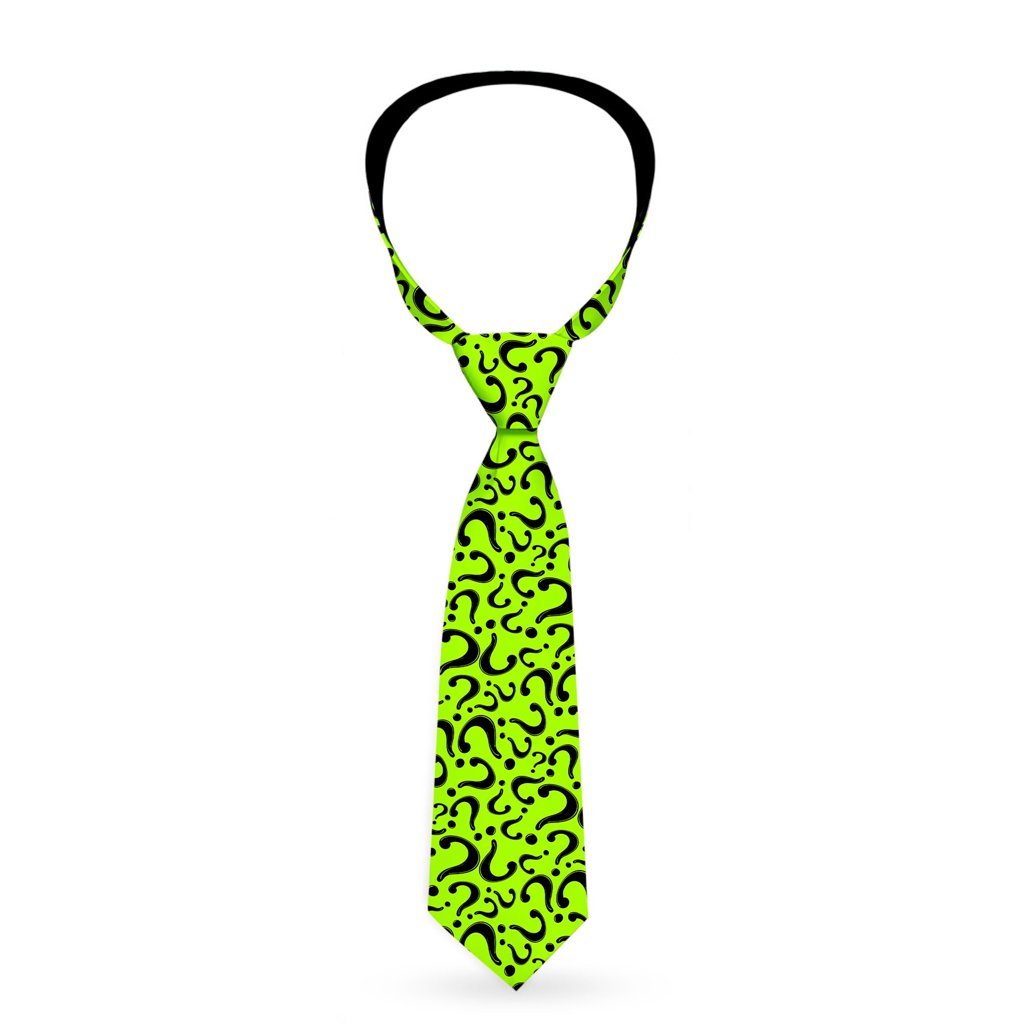 Necktie Standard - Riddler "?" Scattered Lime Green Black Neckties DC Comics