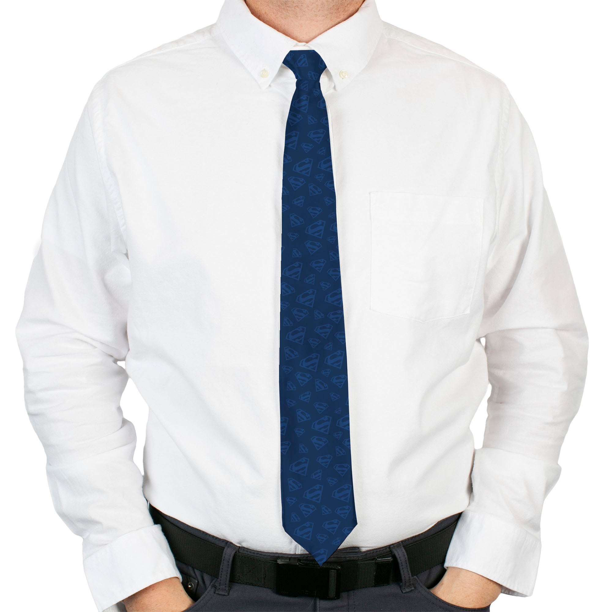Necktie Standard - Superman Icon Scattered Blues Neckties DC Comics