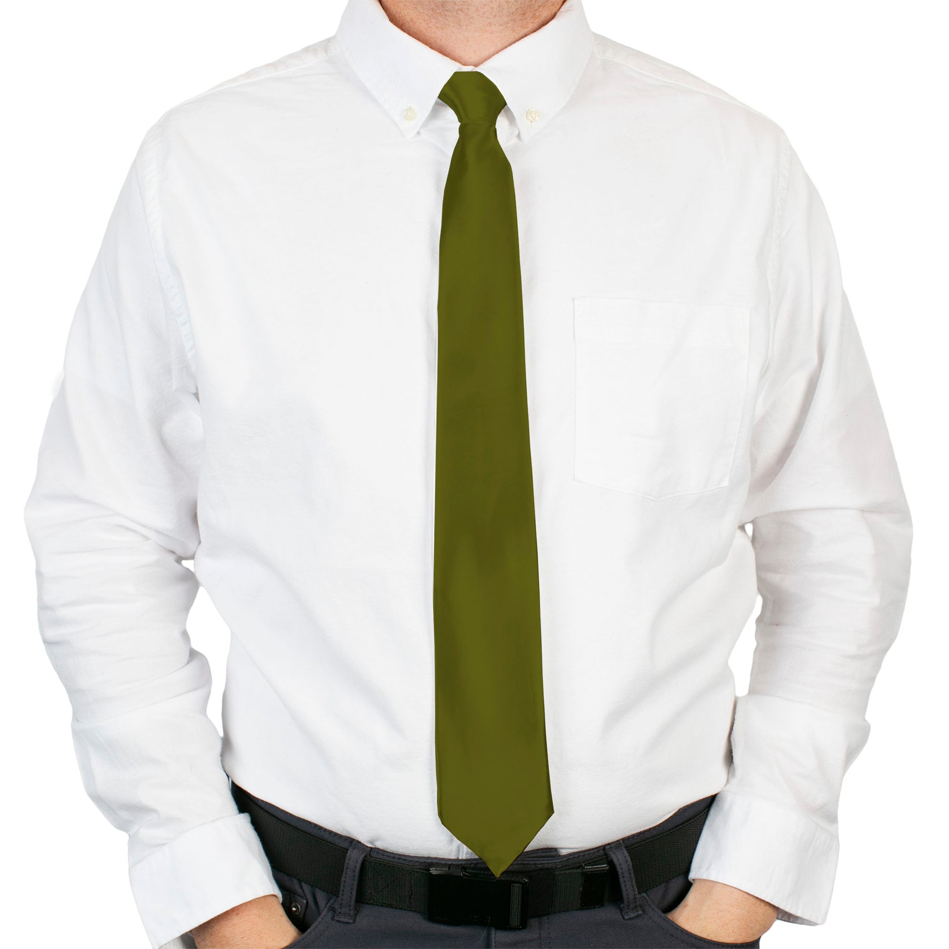 Buckle-Down Necktie - Olive Neckties Buckle-Down