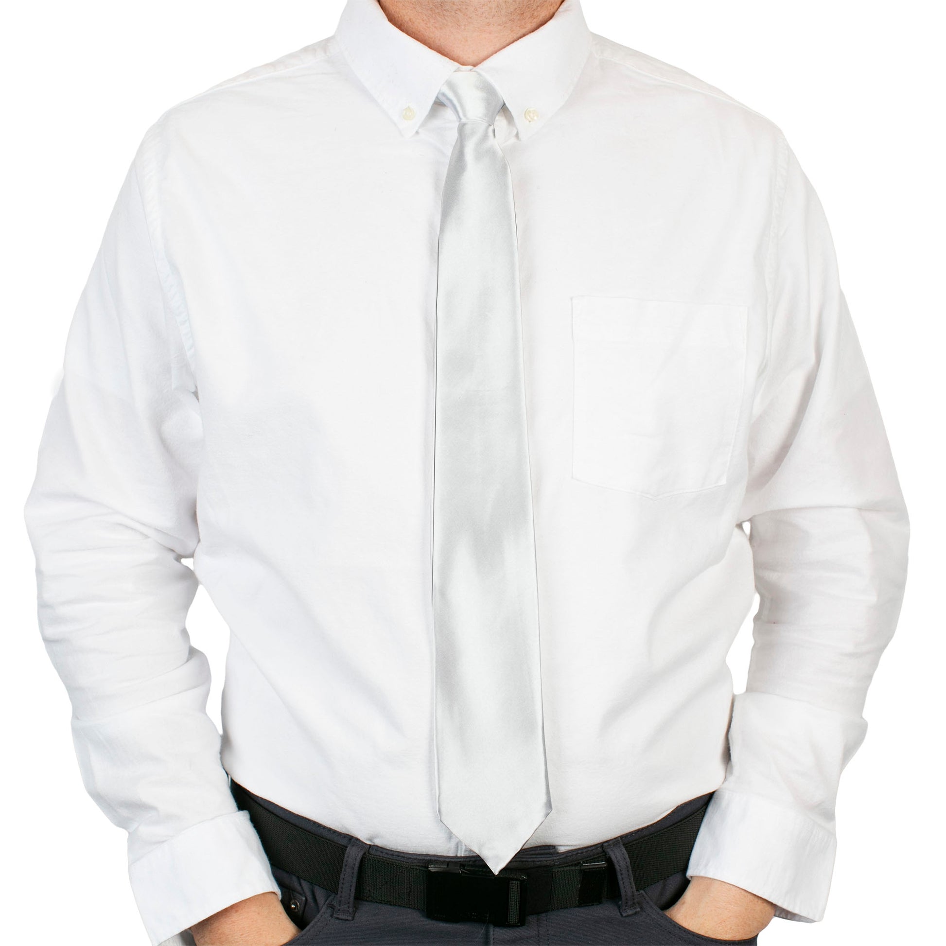 Buckle-Down Necktie - White Neckties Buckle-Down