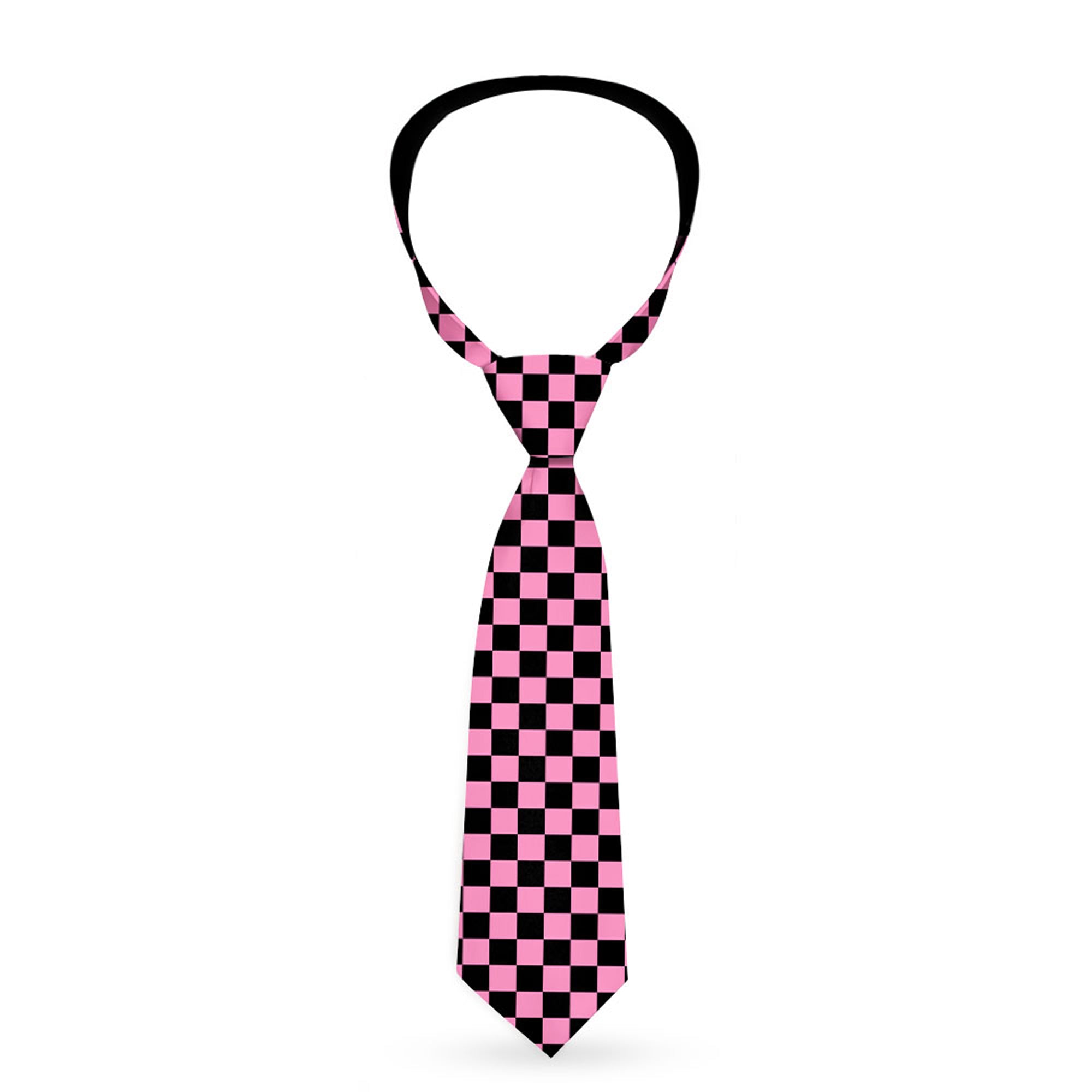 Buckle-Down Necktie - Checker Black/Pink Neckties Buckle-Down