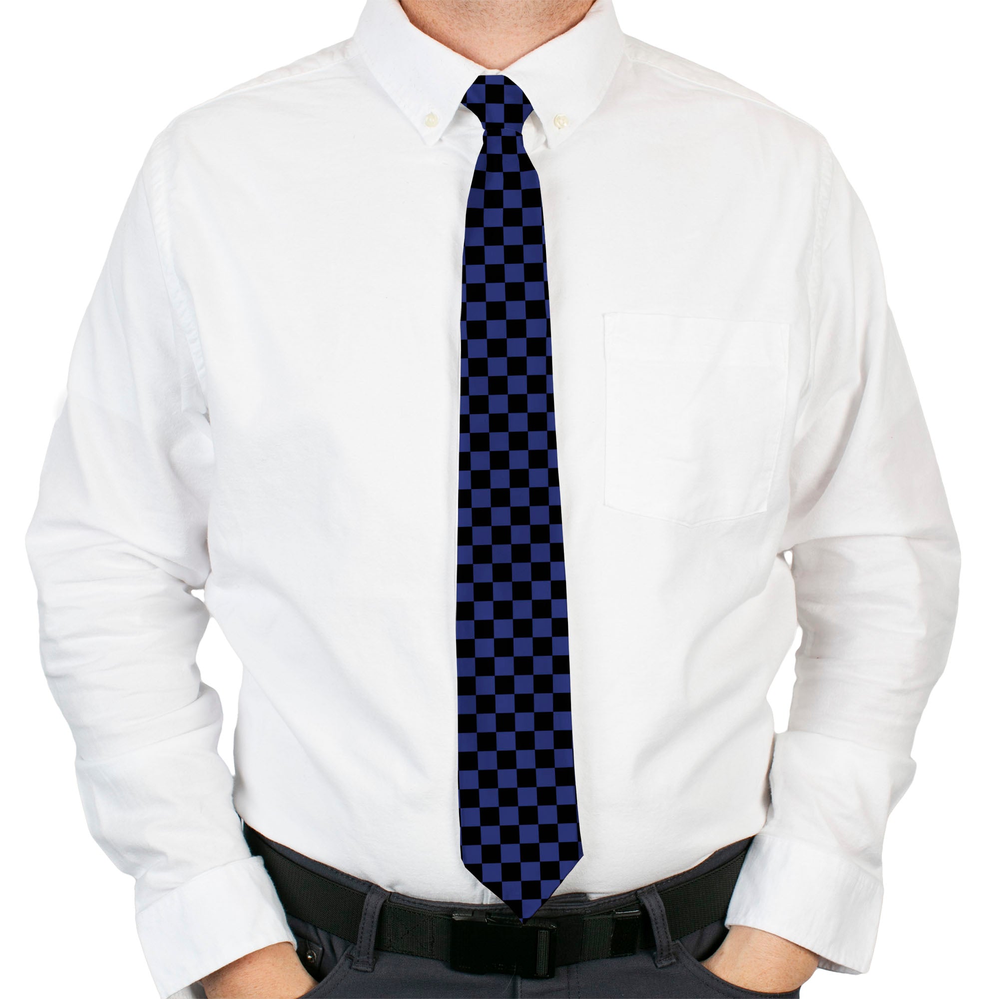 Necktie Standard - Checker Black/Blue Neckties Buckle-Down