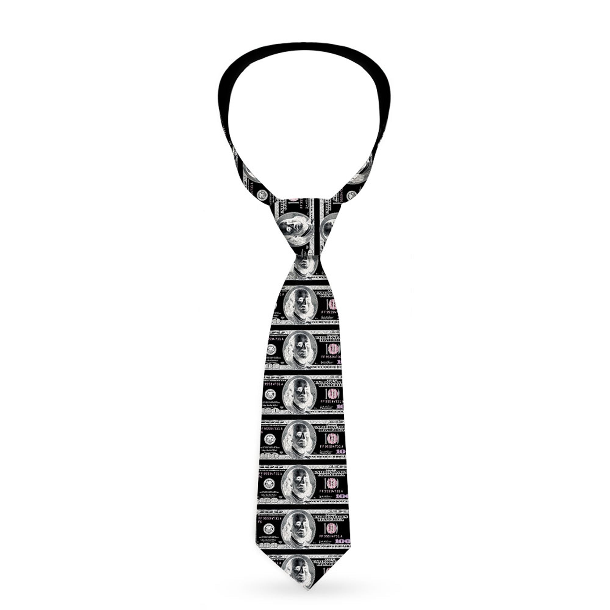Buckle-Down Necktie - 100 Dollar Bill X-Ray Black/White Neckties Buckle-Down
