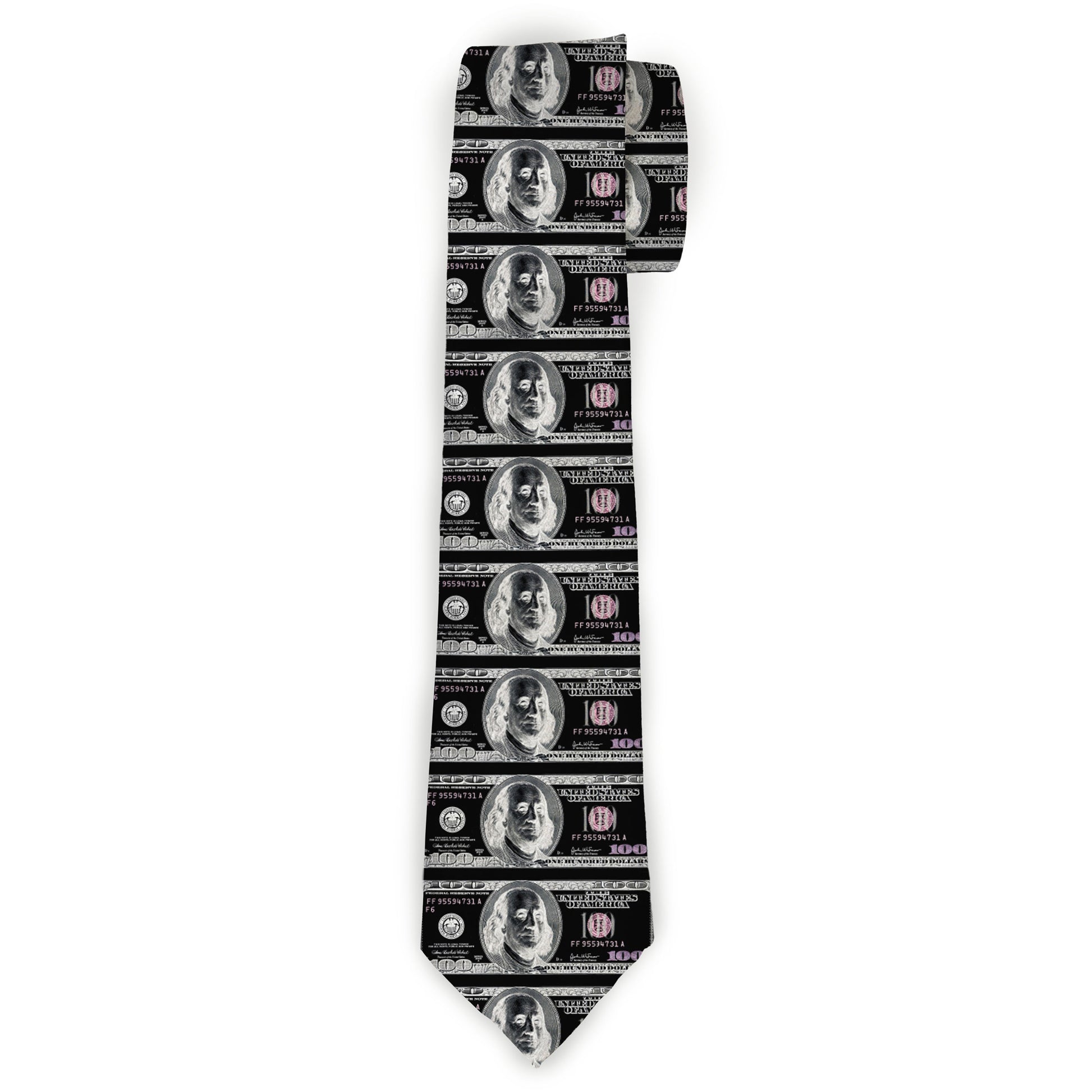 Buckle-Down Necktie - 100 Dollar Bill X-Ray Black/White Neckties Buckle-Down