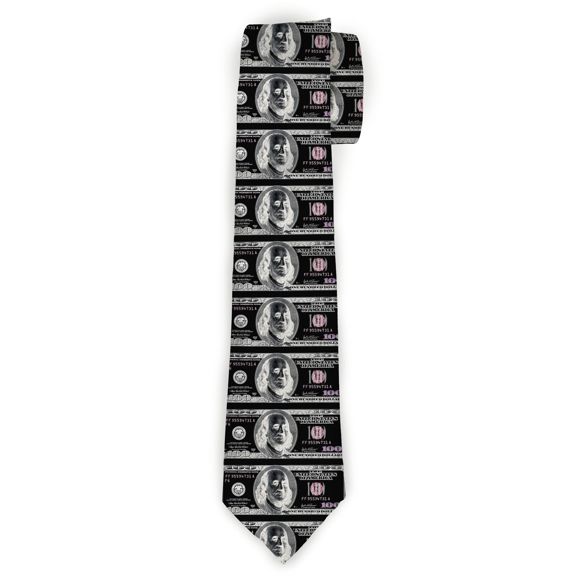 Buckle-Down Necktie - 100 Dollar Bill X-Ray Black/White Neckties Buckle-Down