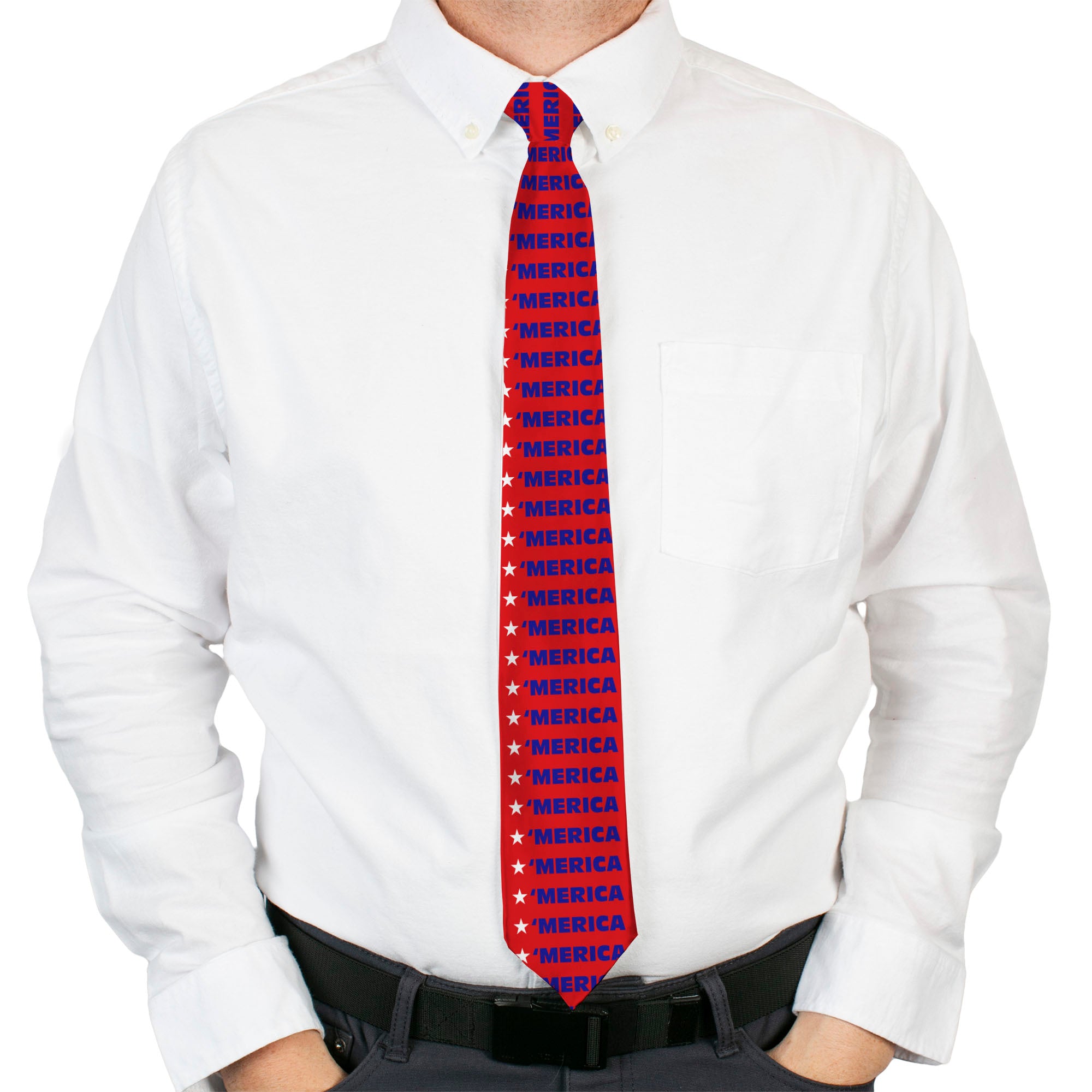 Buckle-Down Necktie - MERICA/Star Red/Blue/White Neckties Buckle-Down