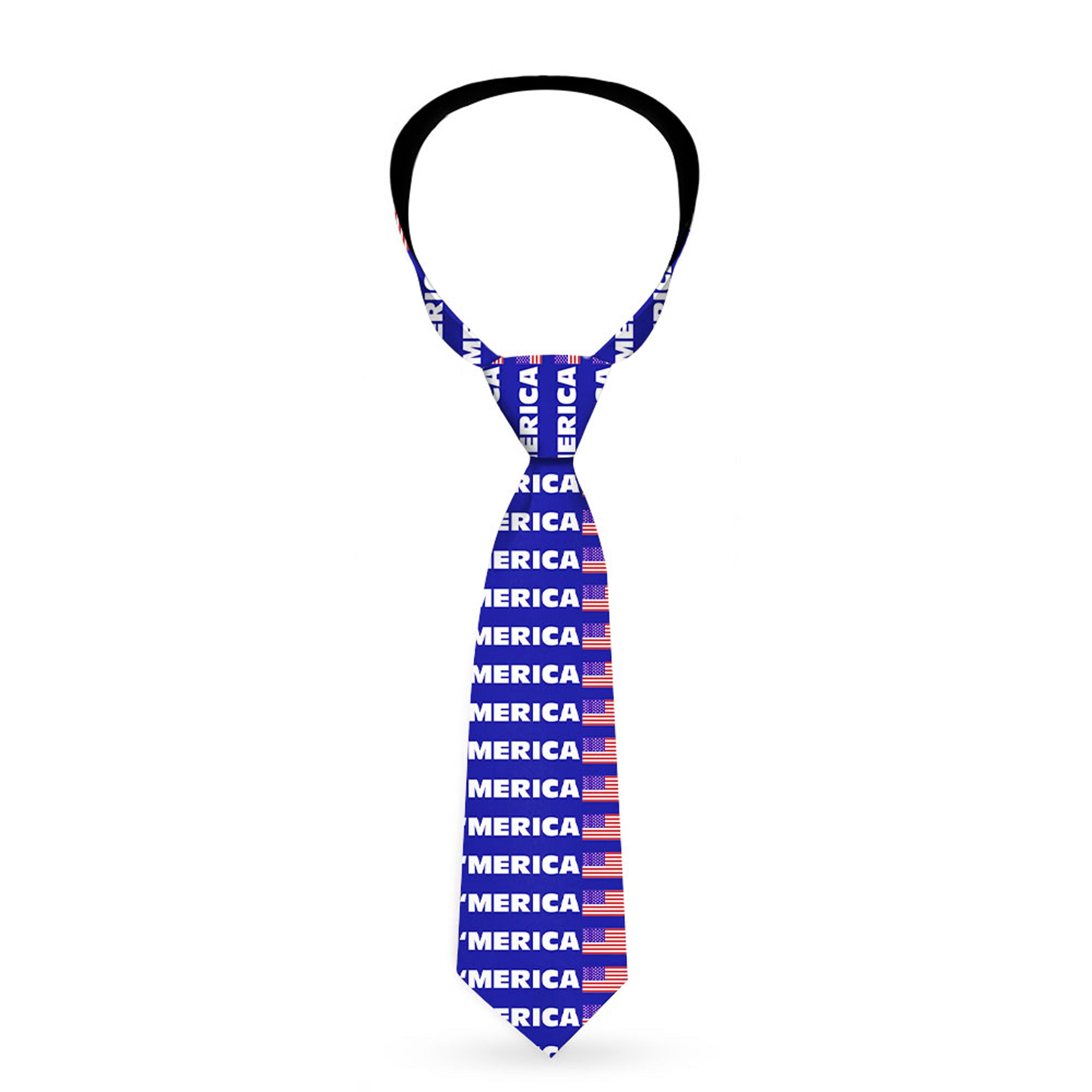 Buckle-Down Necktie - MERICA/US Flag Blue/White/Red Neckties Buckle-Down