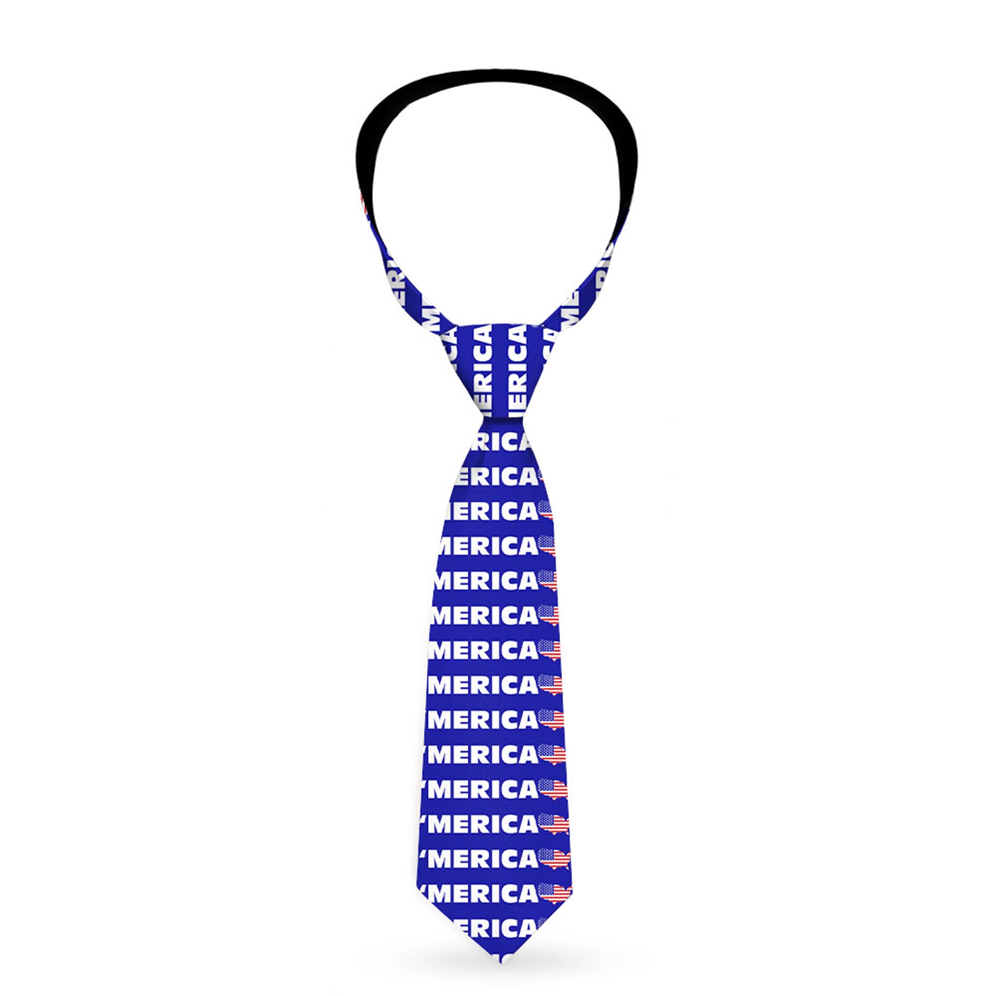 Buckle-Down Necktie - MERICA/USA Silhouette Blue/White/US Flag Neckties Buckle-Down