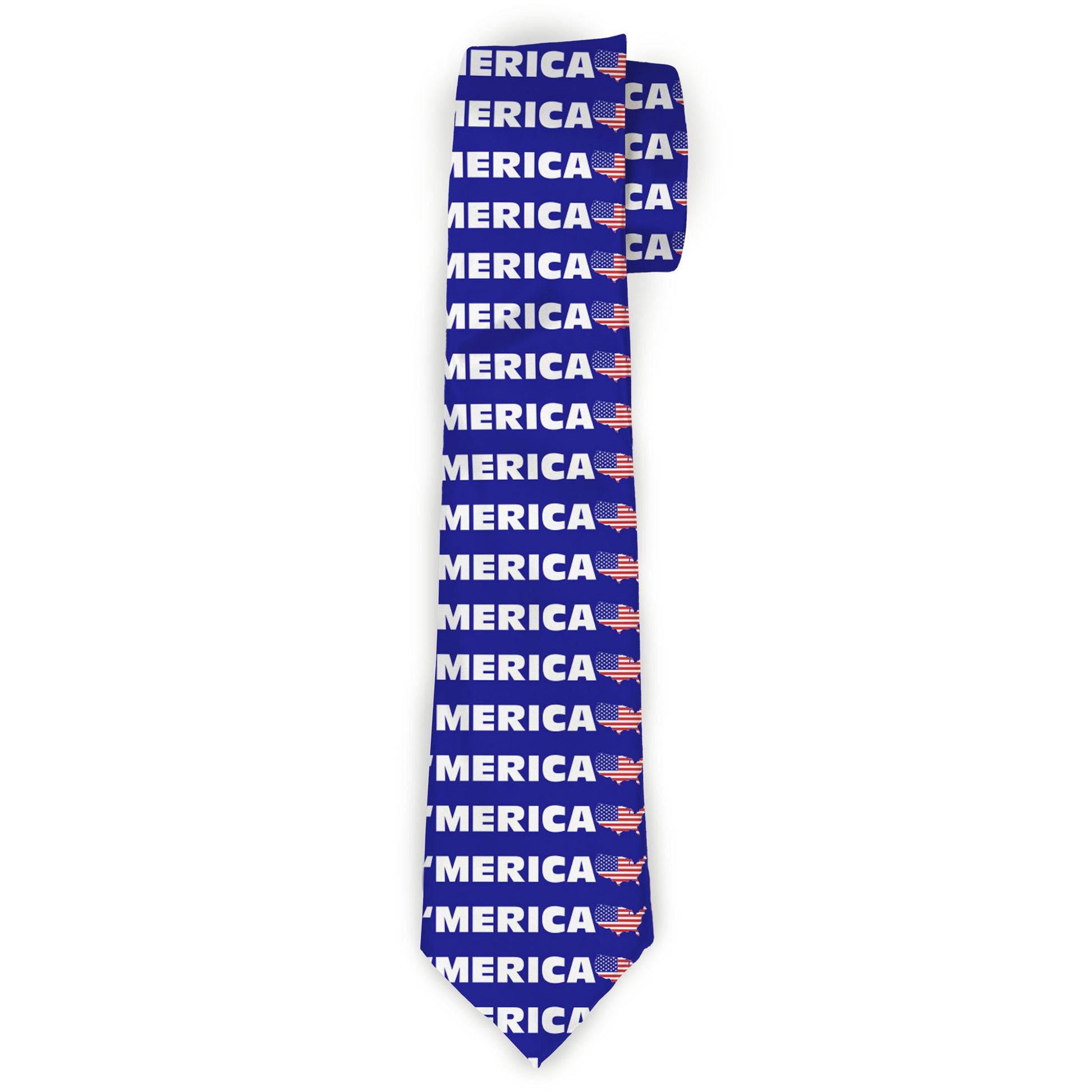 Buckle-Down Necktie - MERICA/USA Silhouette Blue/White/US Flag Neckties Buckle-Down