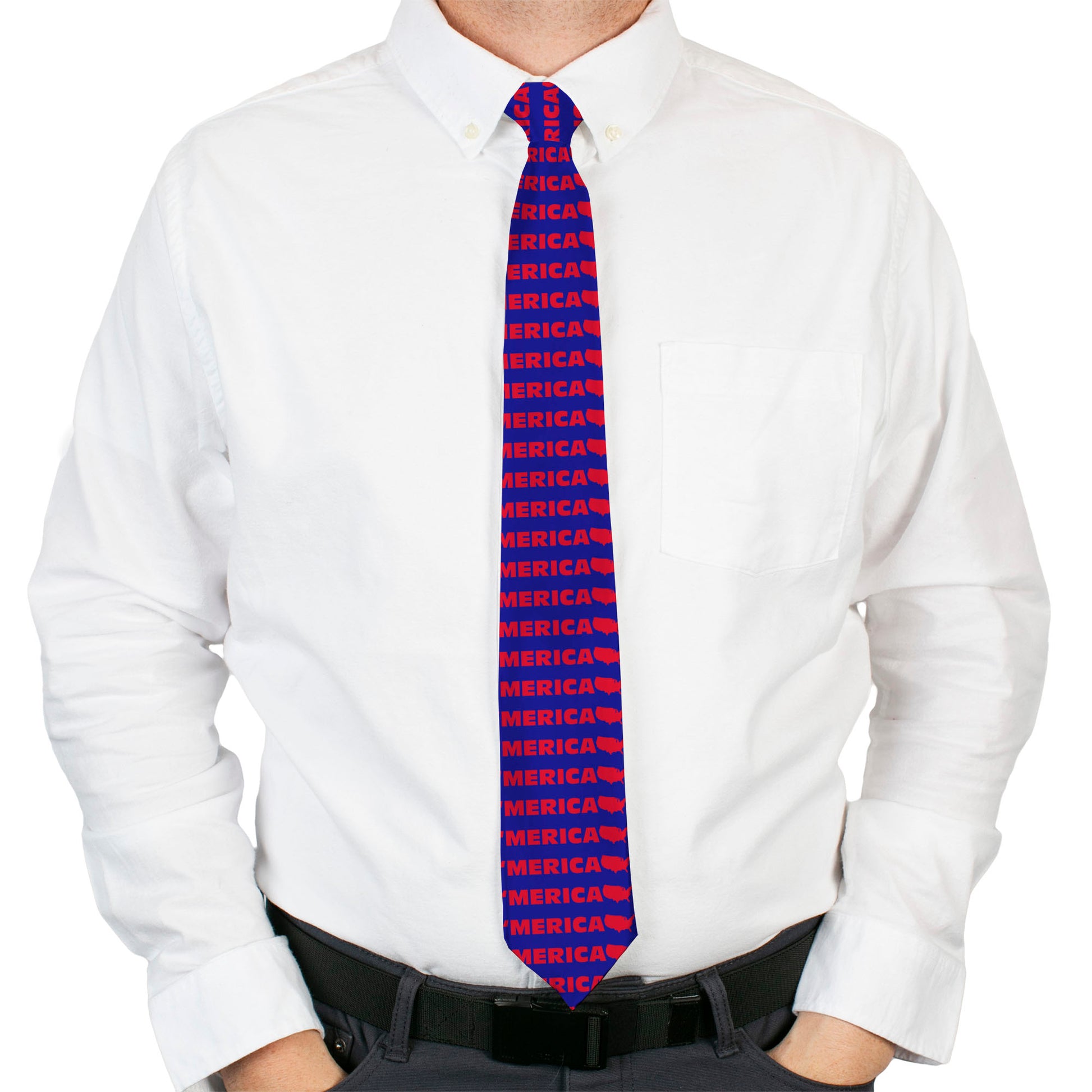 Buckle-Down Necktie - MERICA/USA Silhouette Blue/Red Neckties Buckle-Down