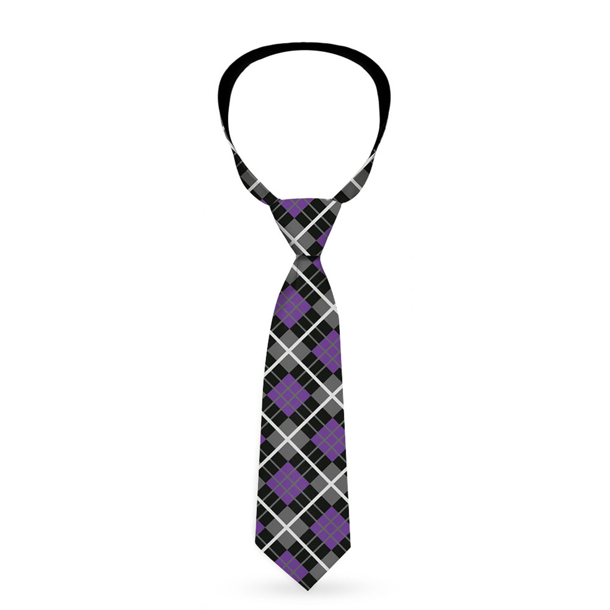 Necktie Standard - Argyle Black/Gray/Purple Neckties Buckle-Down