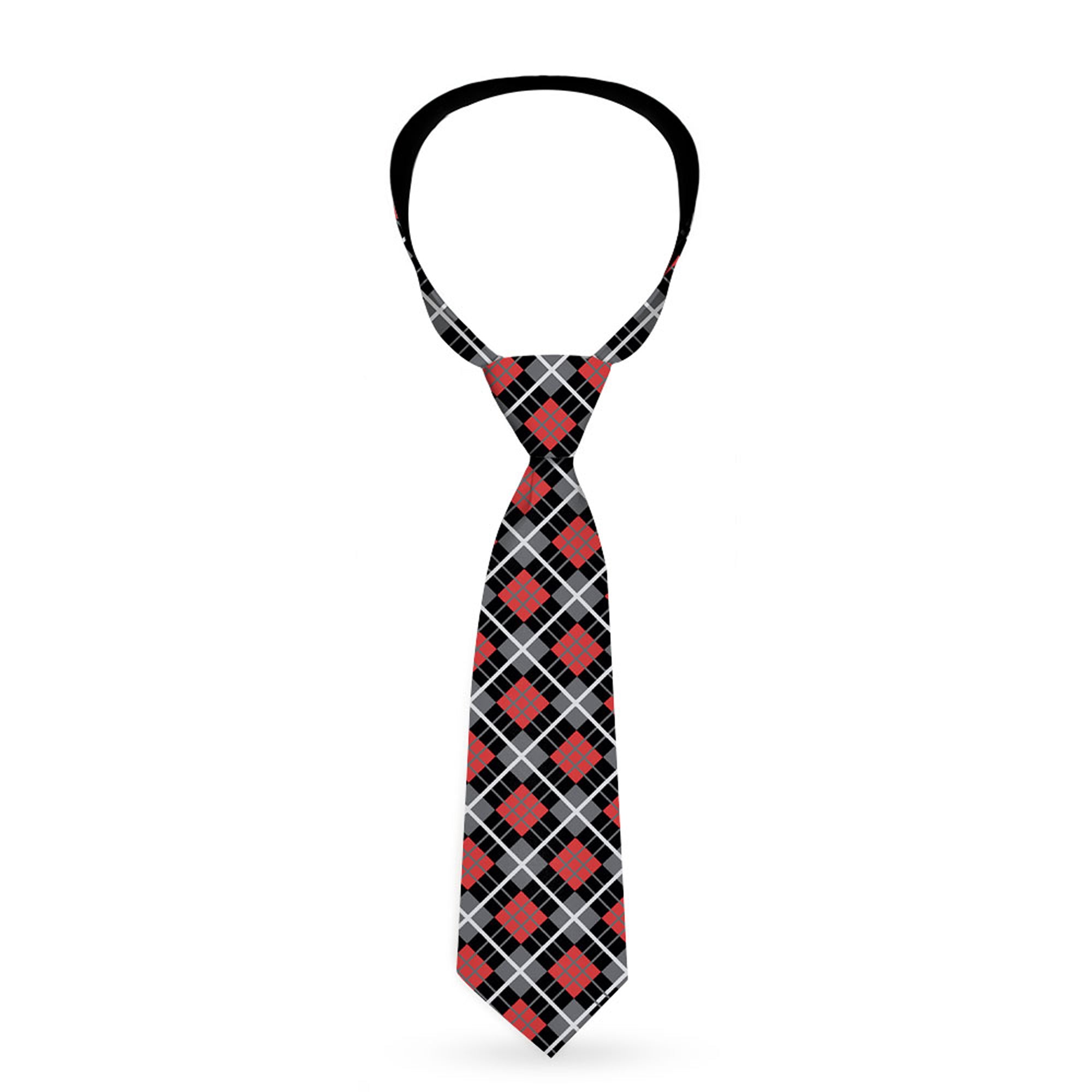 Buckle-Down Necktie - Argyle Black/Gray/Red Neckties Buckle-Down