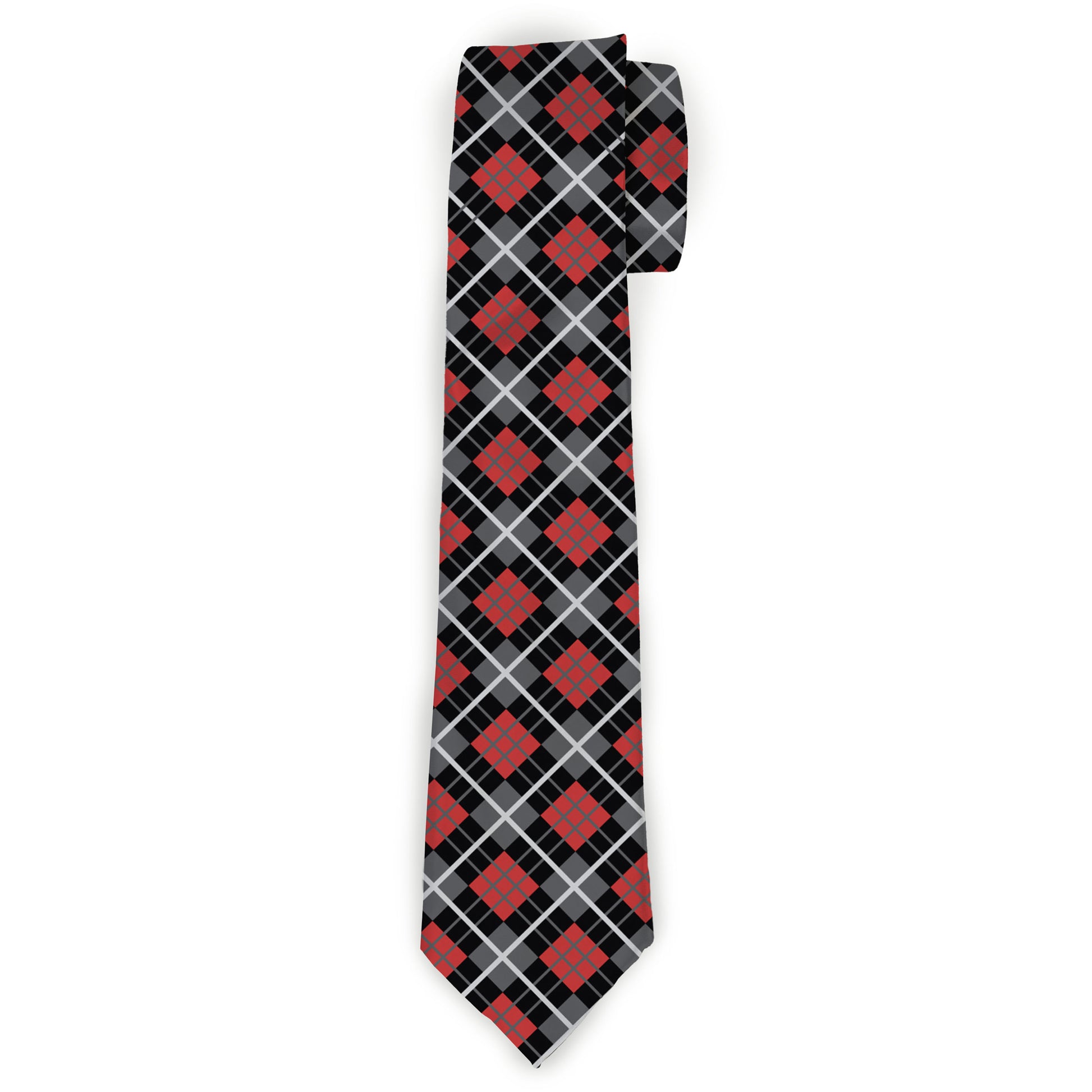 Buckle-Down Necktie - Argyle Black/Gray/Red Neckties Buckle-Down
