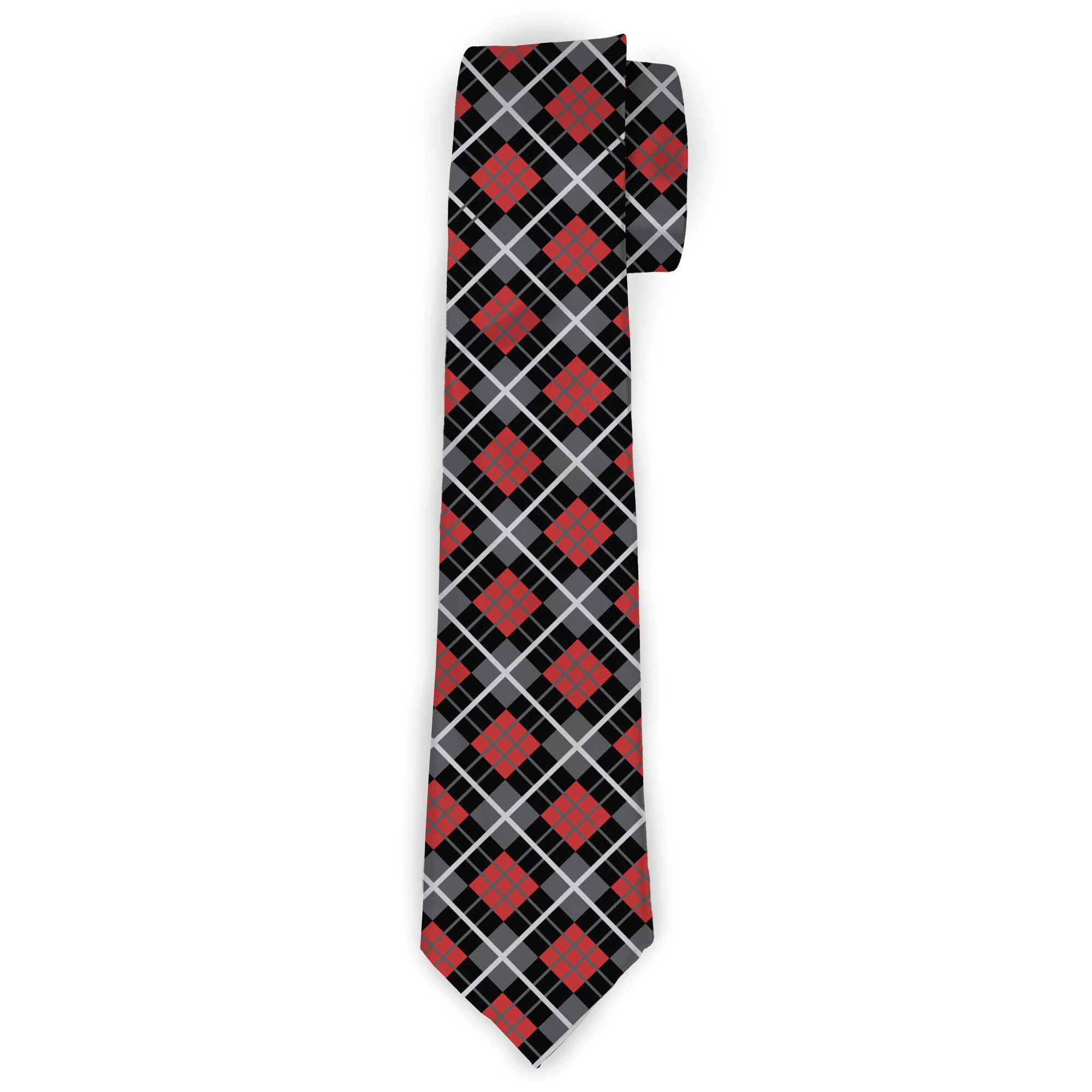 Buckle-Down Necktie - Argyle Black/Gray/Red Neckties Buckle-Down