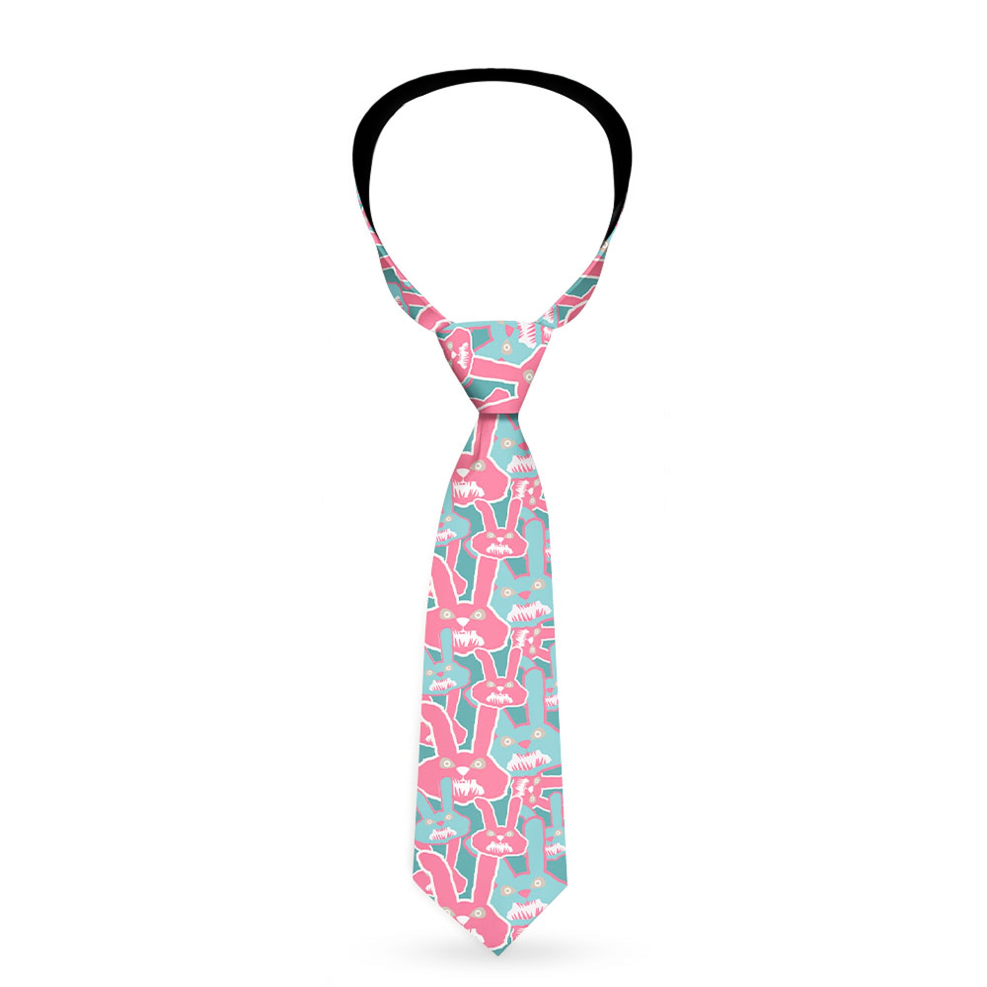 Buckle-Down Necktie - Angry Bunnies Turquoise/Pinks Neckties Buckle-Down