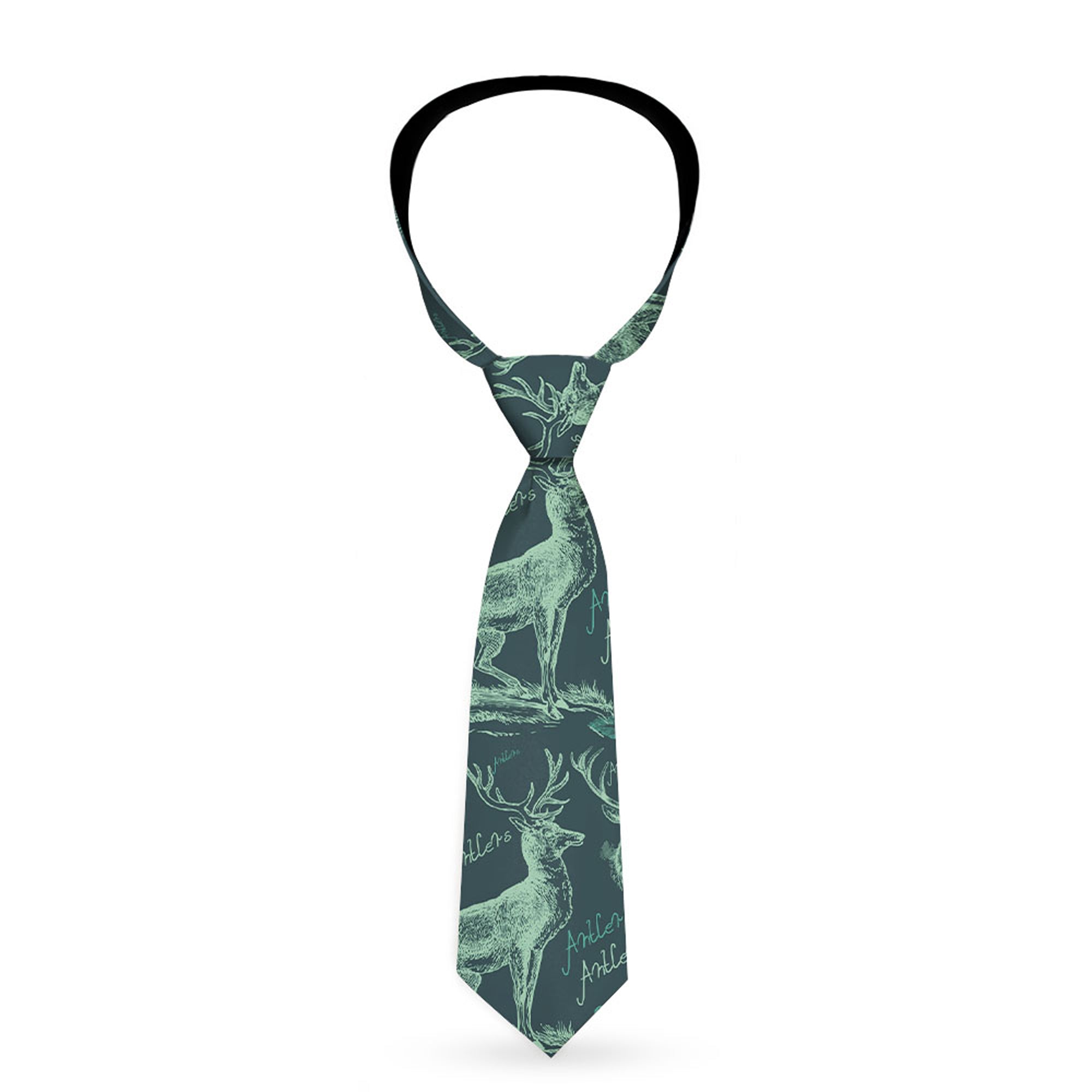 Buckle-Down Necktie - Antlers Turquoise Neckties Buckle-Down