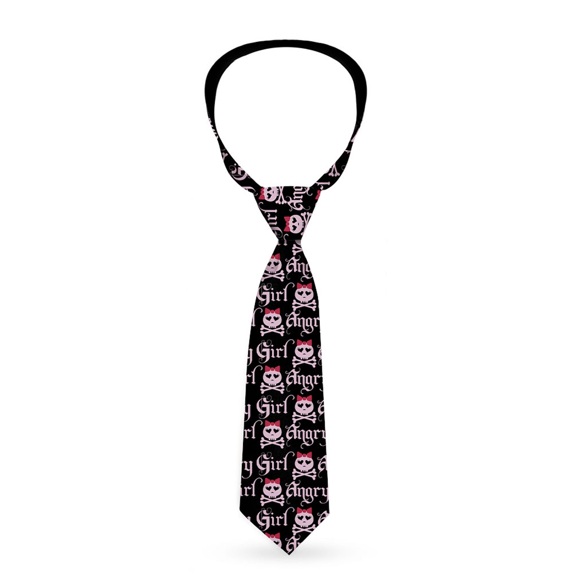 Buckle-Down Necktie - Angry Girl Black/Pink Neckties Buckle-Down