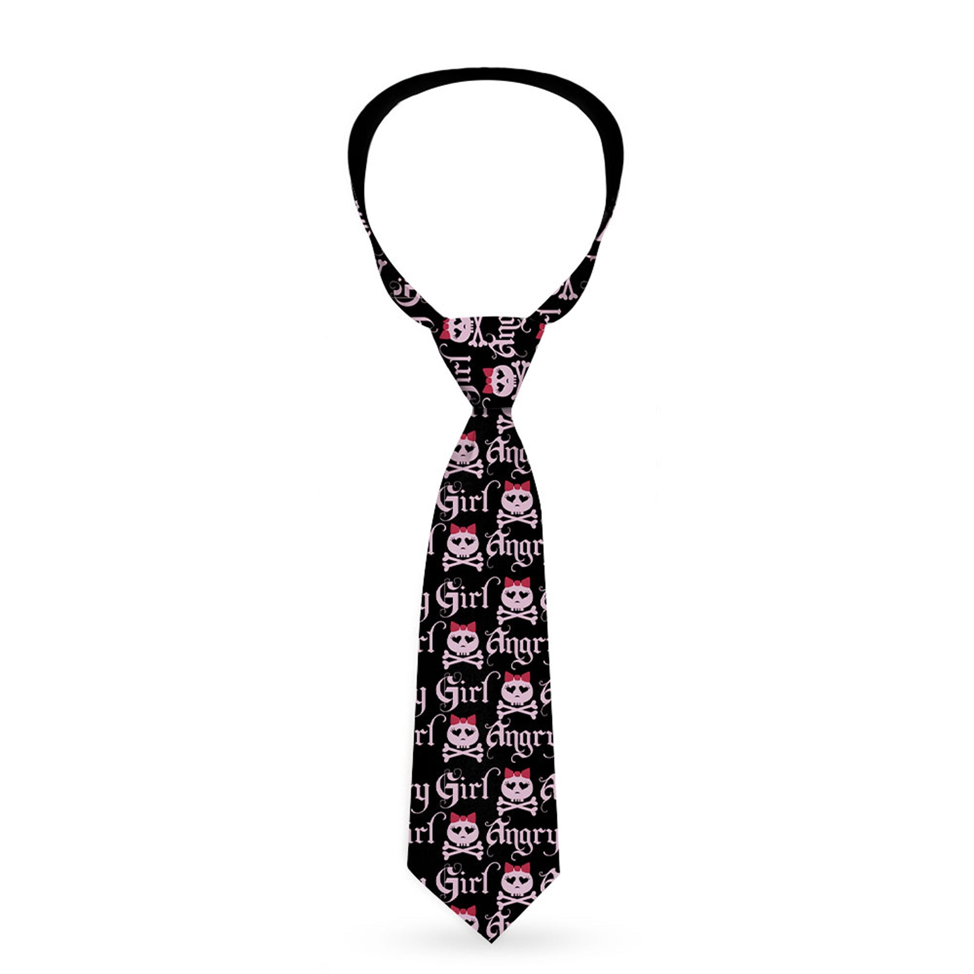 Buckle-Down Necktie - Angry Girl Black/Pink Neckties Buckle-Down