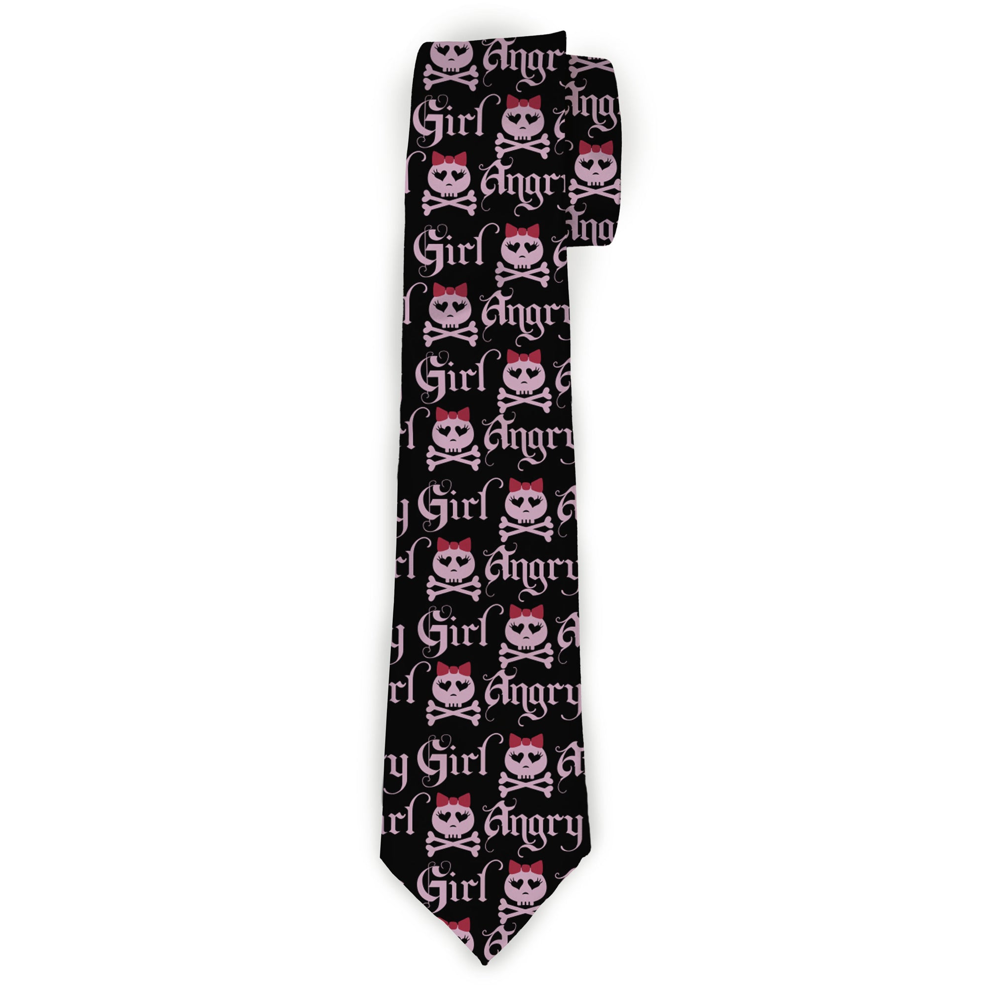 Buckle-Down Necktie - Angry Girl Black/Pink Neckties Buckle-Down