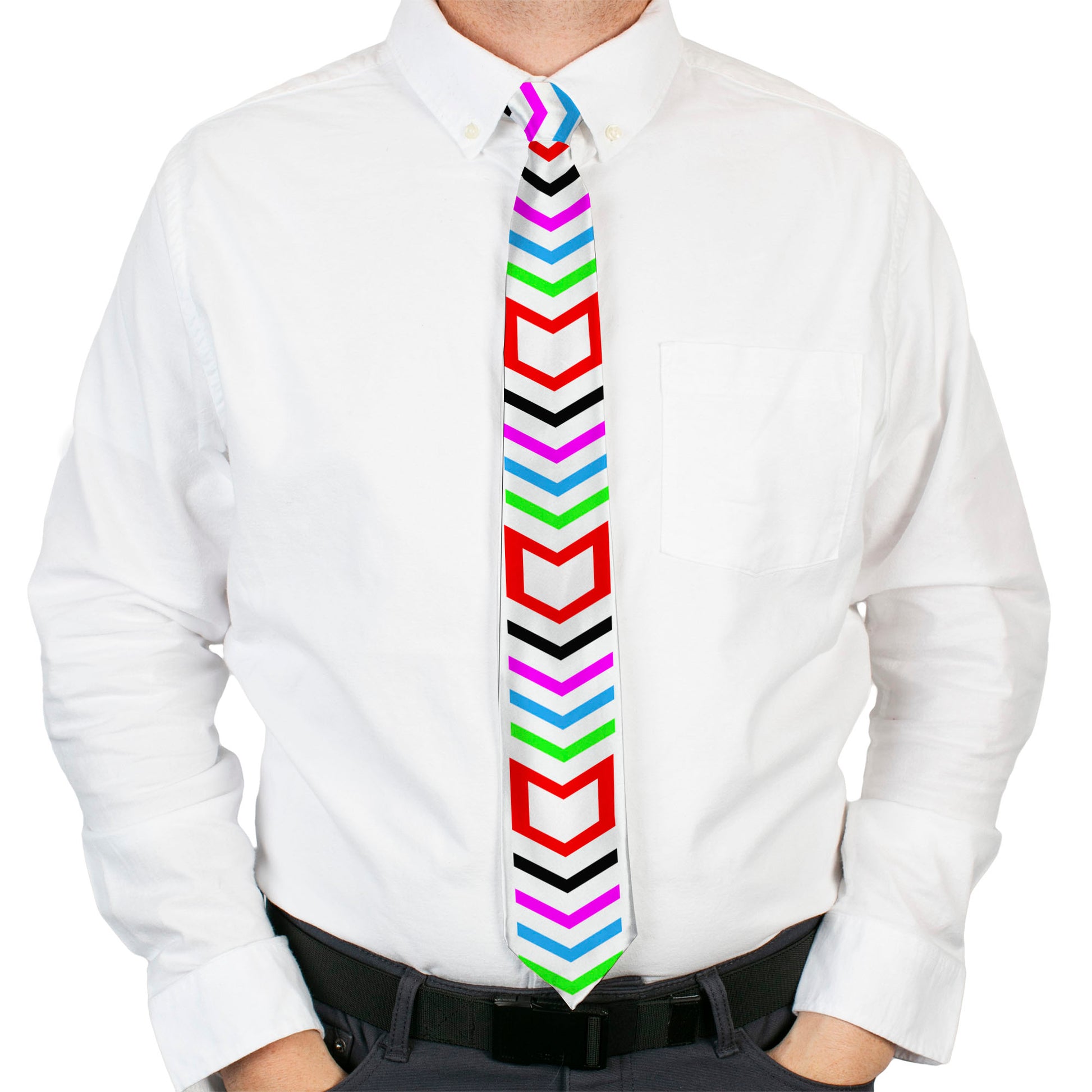 Buckle-Down Necktie - Arrows White/Multi Color Neckties Buckle-Down