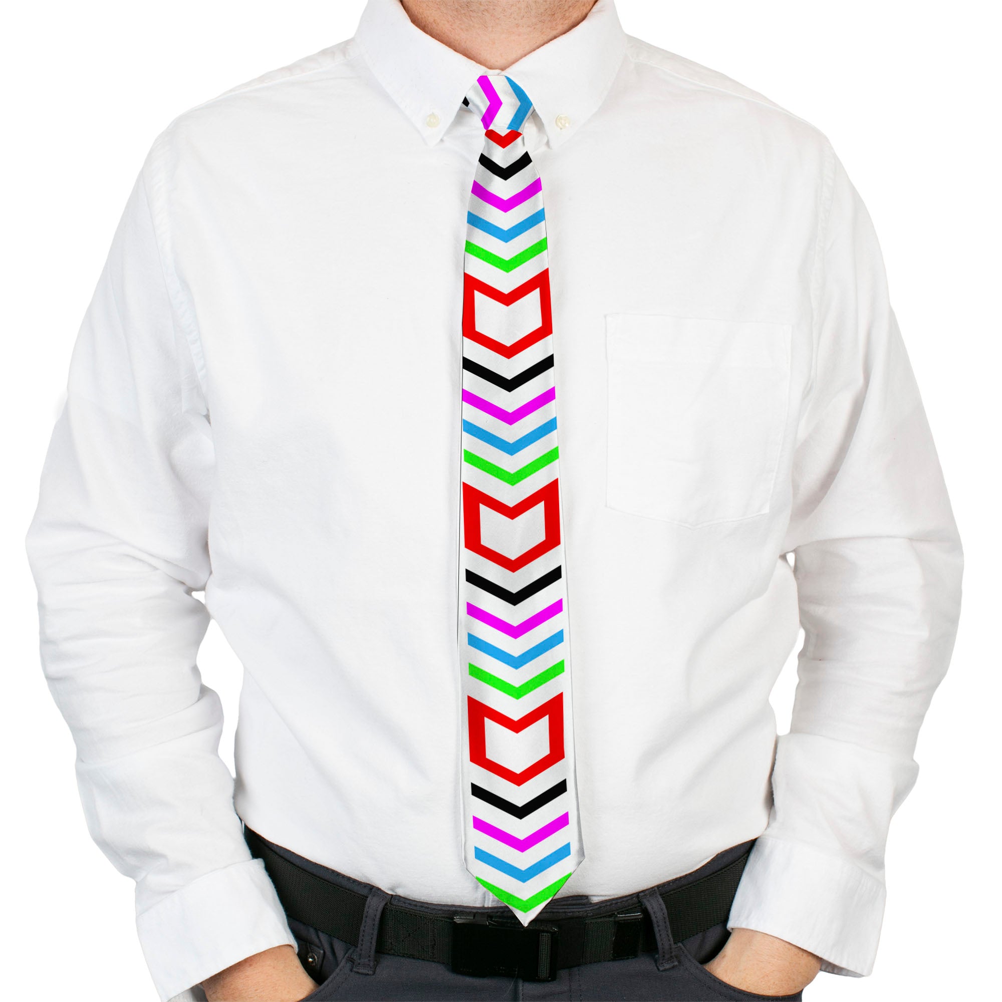 Buckle-Down Necktie - Arrows White/Multi Color Neckties Buckle-Down