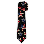 Buckle-Down Necktie - Americana Stars & Flags Black/Red/White/Blue Neckties Buckle-Down