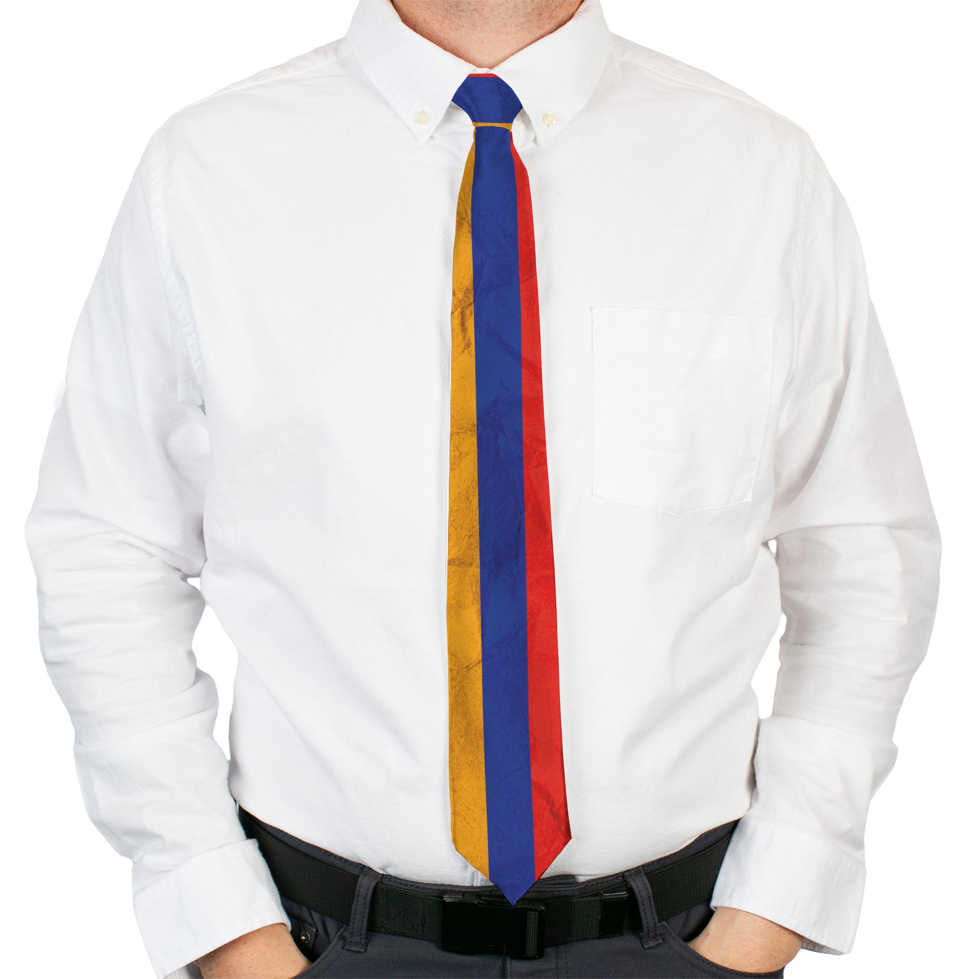 Buckle-Down Necktie - Armenia Flag Distressed Neckties Buckle-Down