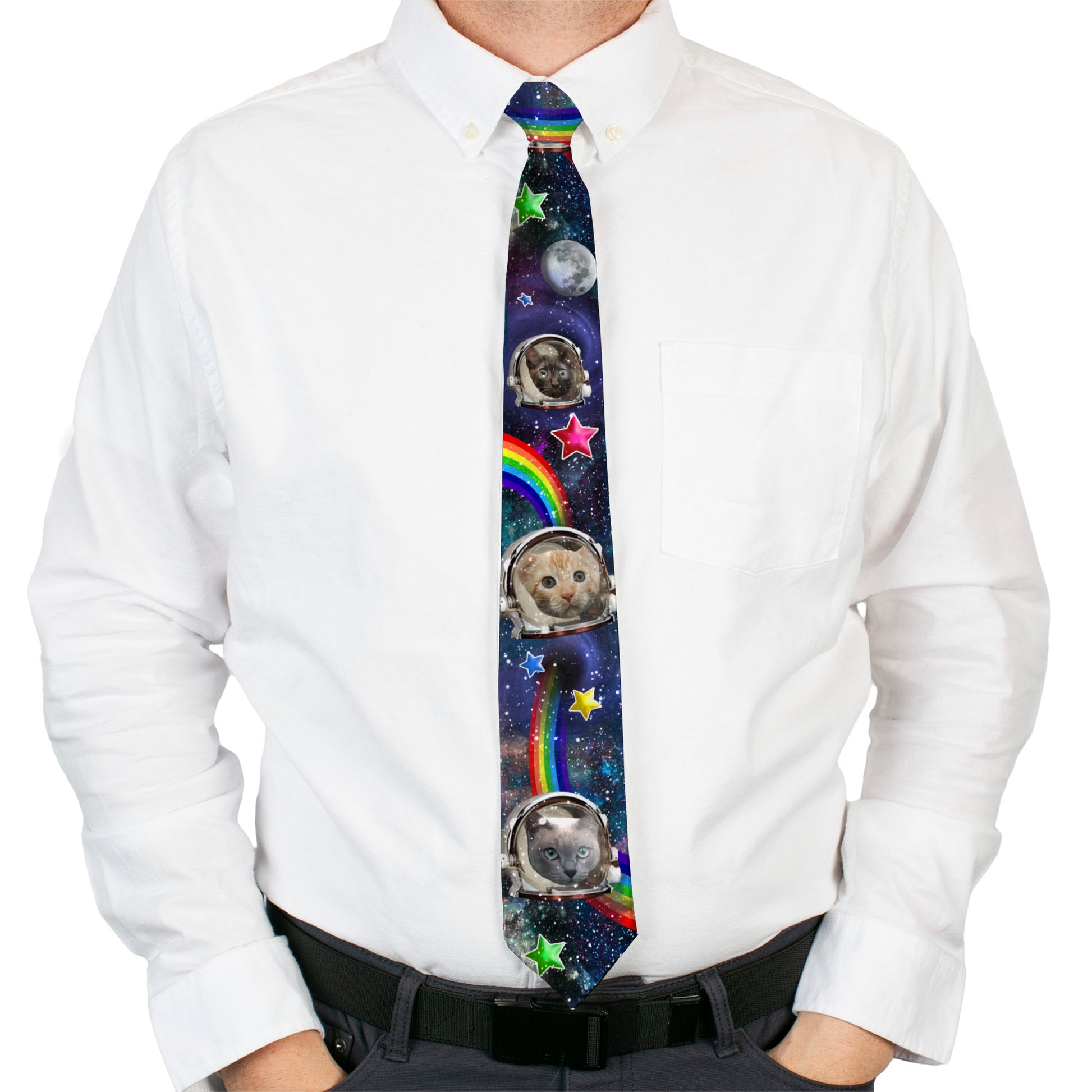 Necktie Standard - Astronaut Cats in Space/Rainbows/Stars Neckties Buckle-Down