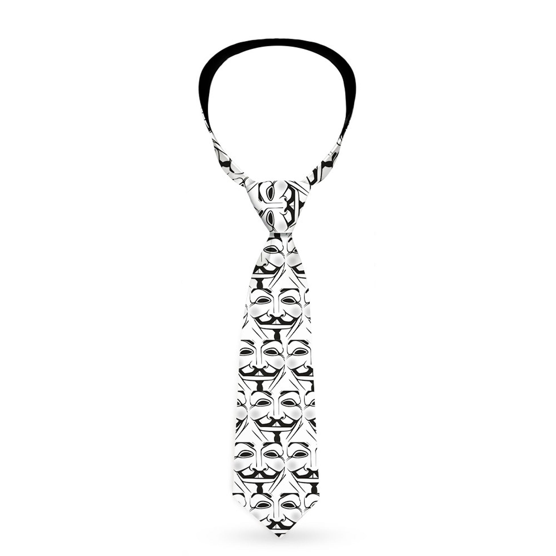 Buckle-Down Necktie - Anonymous Face C/U Repeat White/Black/Gray Neckties Buckle-Down