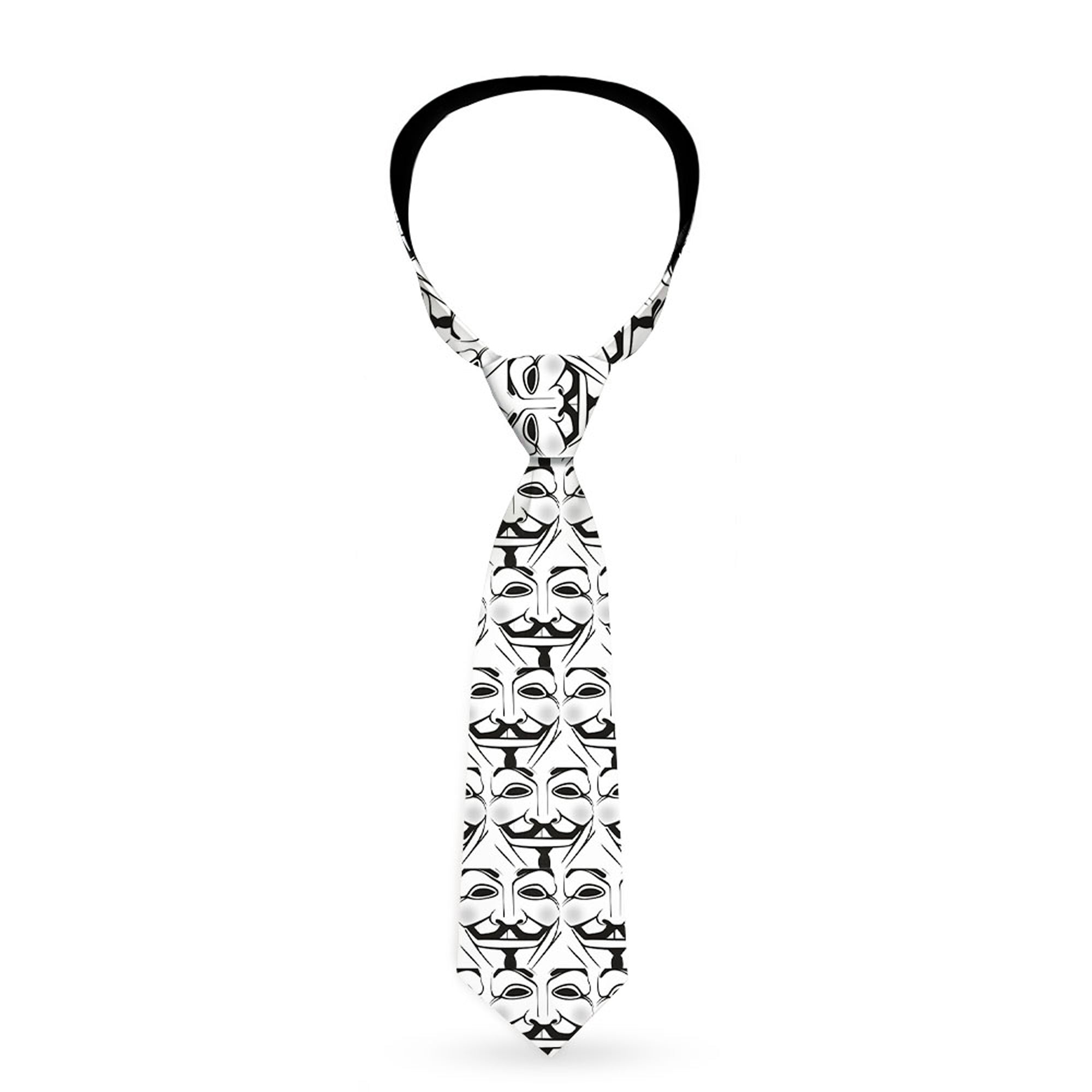 Buckle-Down Necktie - Anonymous Face C/U Repeat White/Black/Gray Neckties Buckle-Down