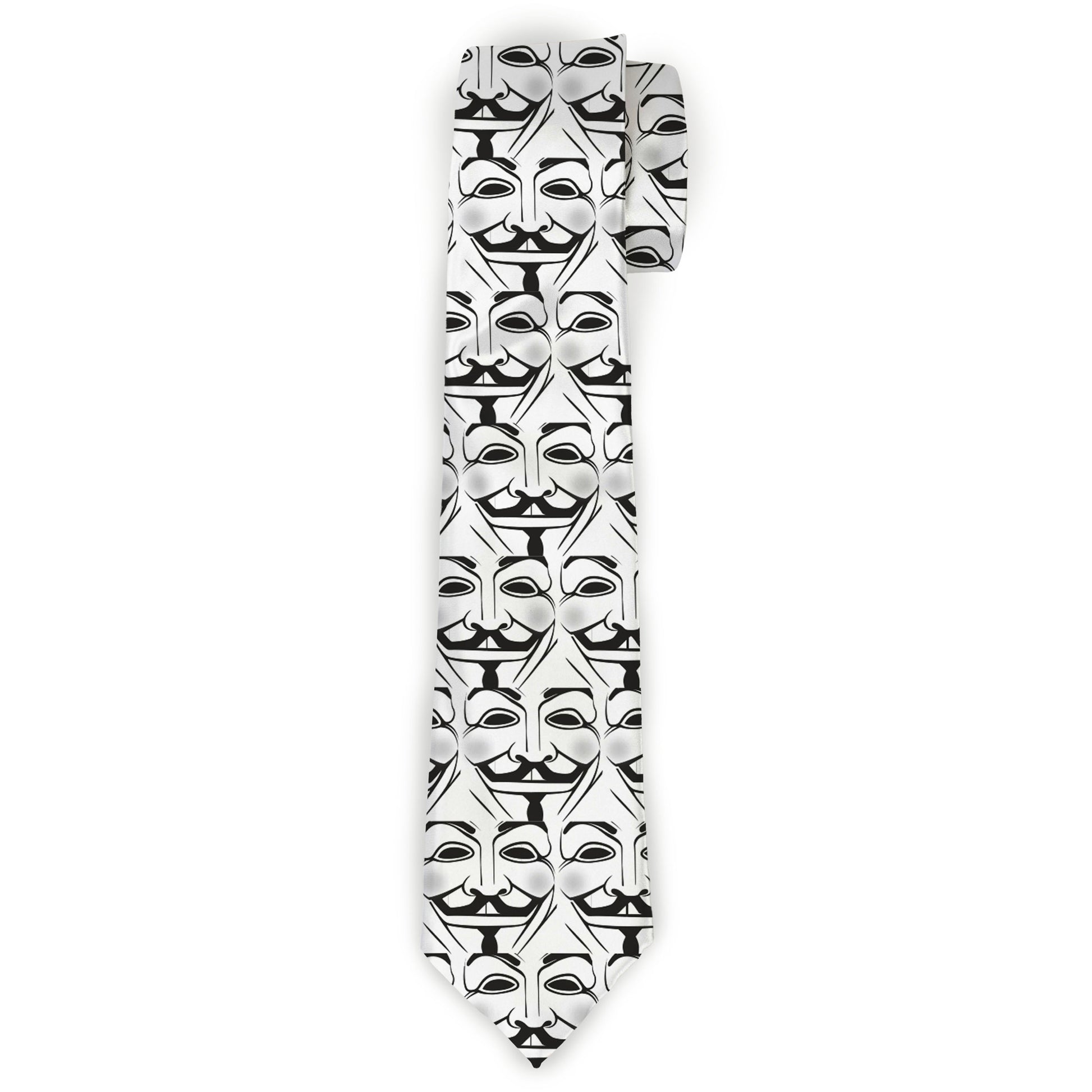 Buckle-Down Necktie - Anonymous Face C/U Repeat White/Black/Gray Neckties Buckle-Down