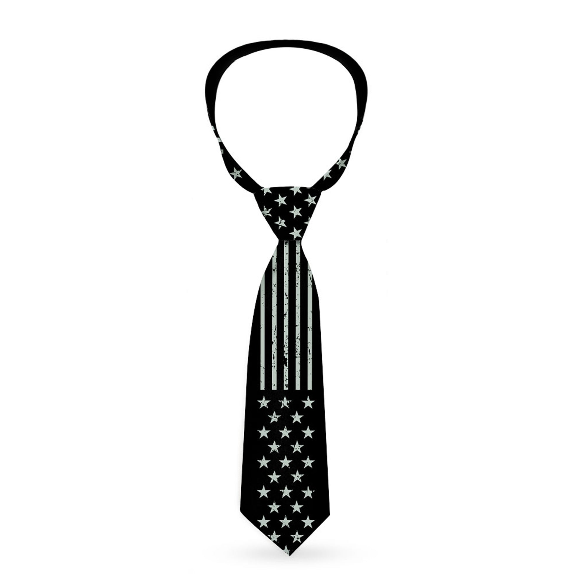Buckle-Down Necktie - Americana Stars & Stripes2 Weathered Black/Gray Neckties Buckle-Down