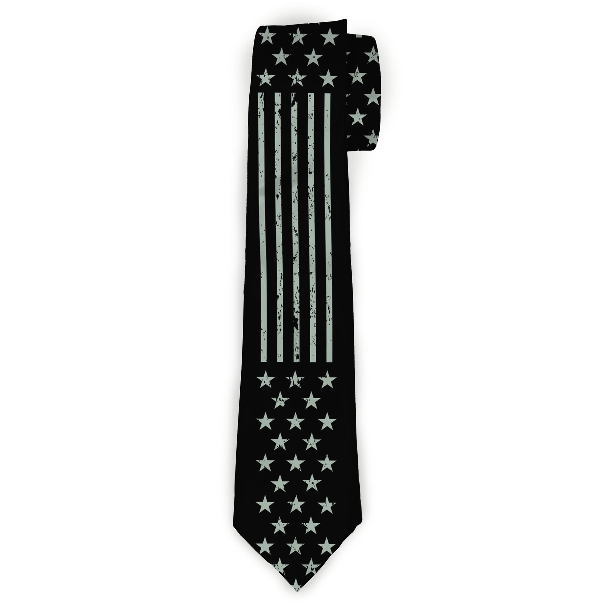 Buckle-Down Necktie - Americana Stars & Stripes2 Weathered Black/Gray Neckties Buckle-Down